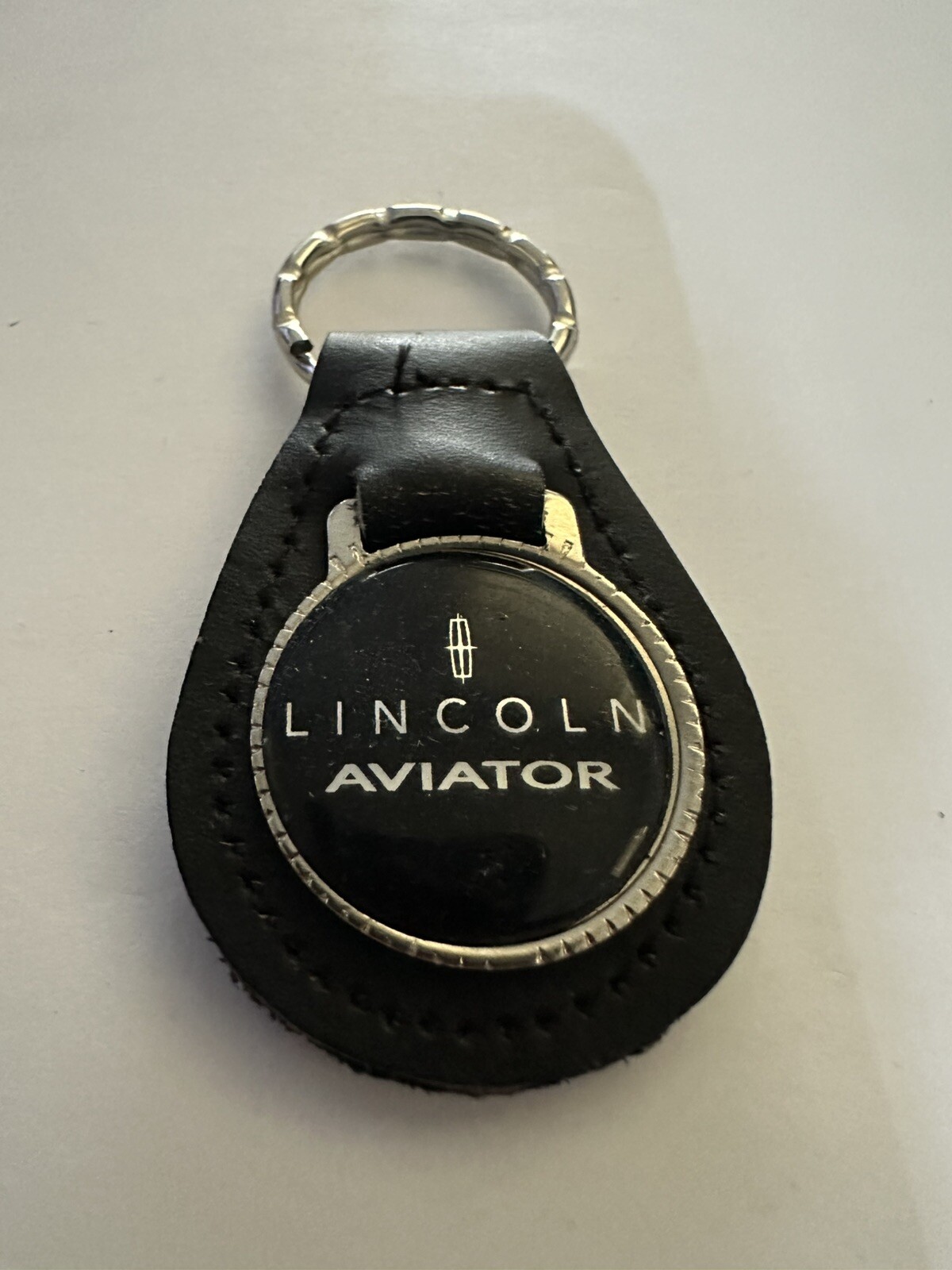 Vintage Keychain NOS Lincoln Aviator  Leather Key Fob Keyring