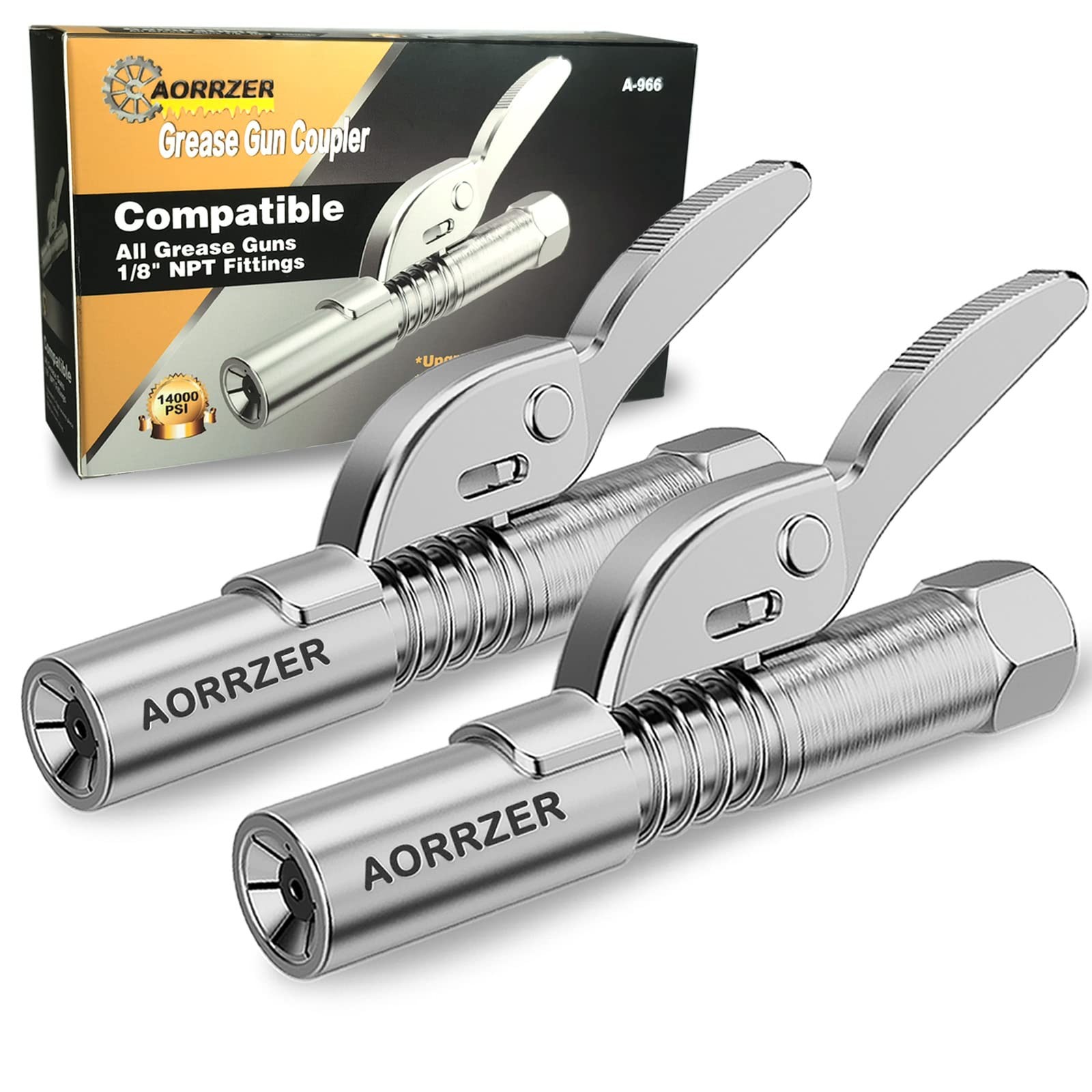 Grease Gun Coupler 2 PCS, Strong Lock-on Greases Gun Couplers, 12000 PSI High