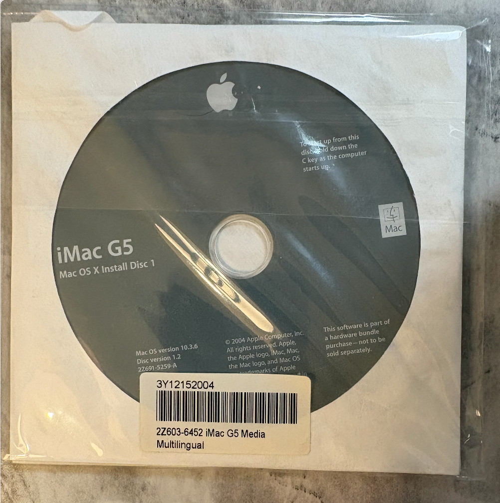 NEW SEALED Apple iMac G5 Restore/Install CD Set for PowerPC 2004-2005, 3 Disks