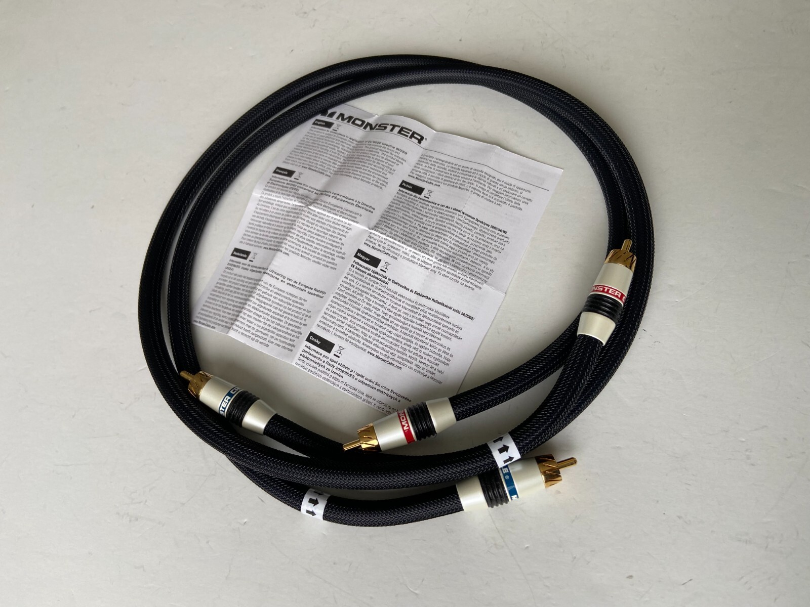 0.75m Monster cable M Series M1000 Gen2 stereo audio RCA interconnect cable