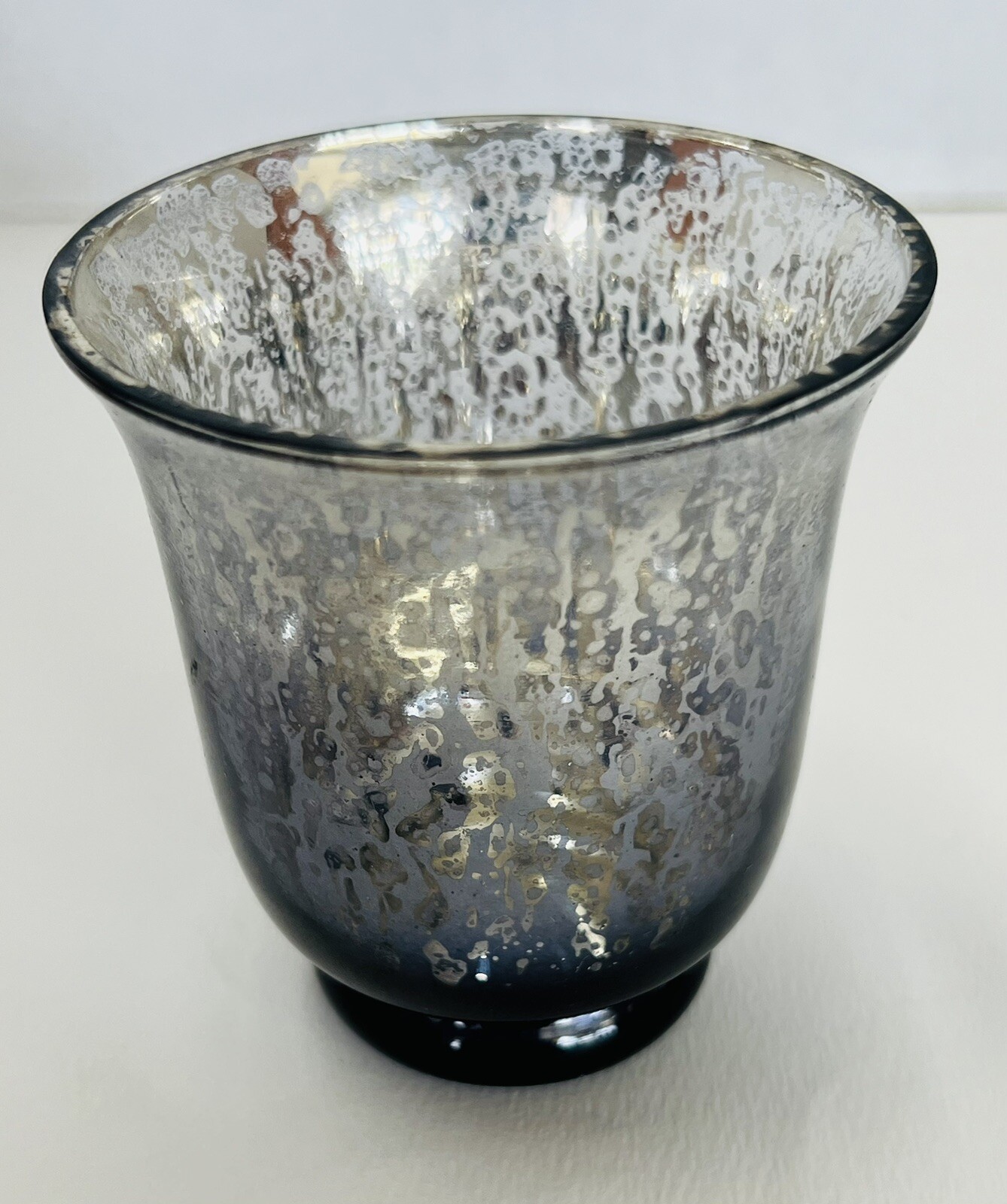Set of 6 Beautiful Smokey Black Mercury Glass Votive Candleholders Made In India