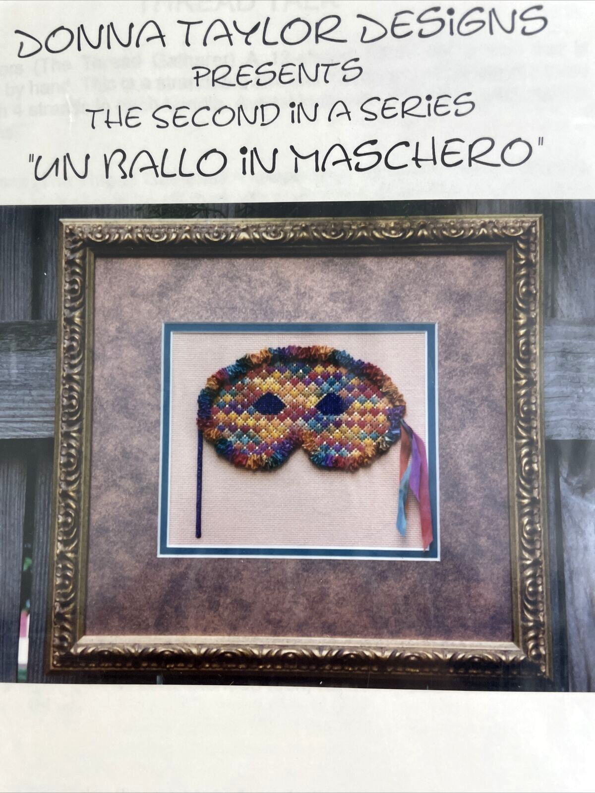 Donna Taylor Designs Needlepoint Pattern Mask Un Ballo in Maschero 2nd in Series