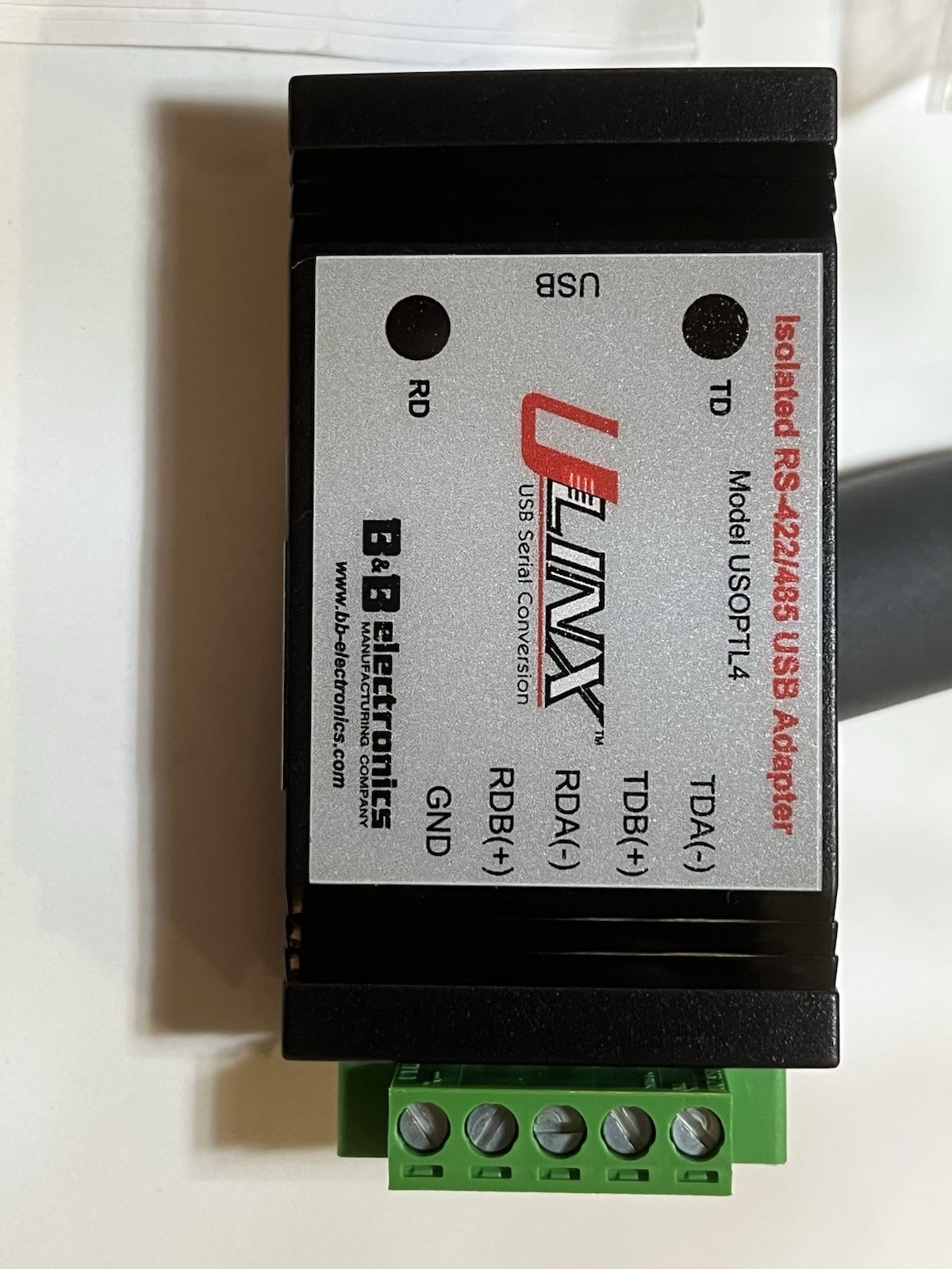 B&B Electronics ULinx USOPTL4 RS-422/ 485 USB ADAPTER new never used