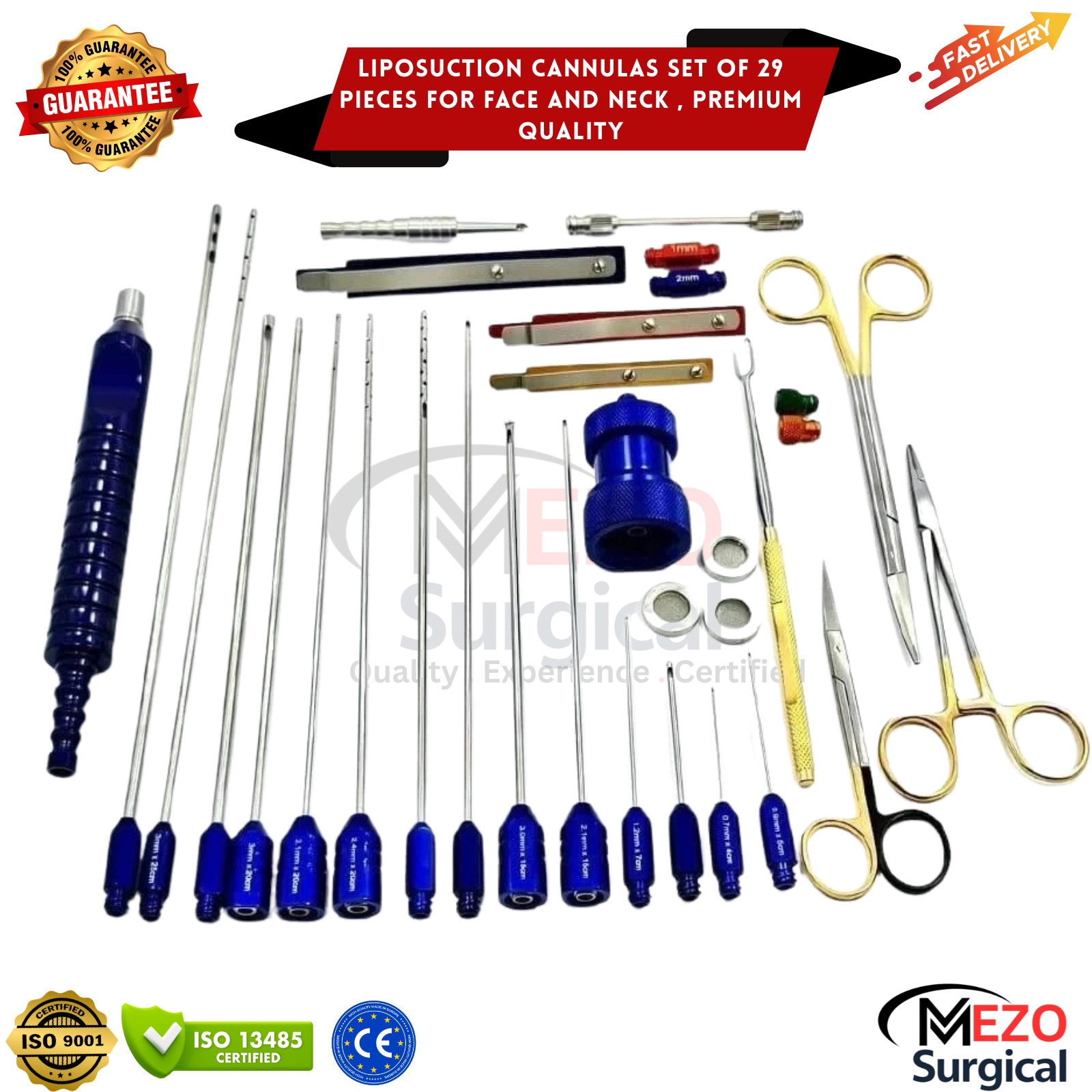 Liposuction Complete Cannulas Set/Kit for Face and Neck