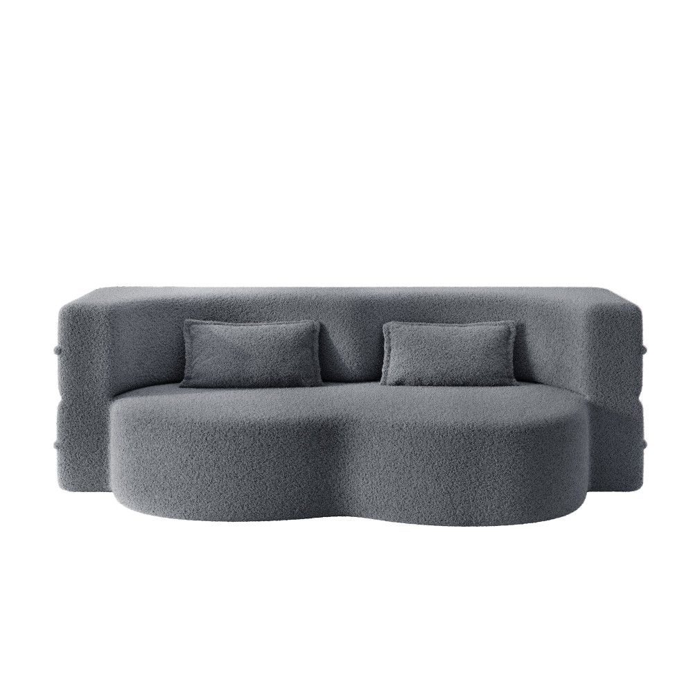 Convertible Floor Sofa Bed Twin Size w/ 2 Pillows, No Assembly, Dark Grey