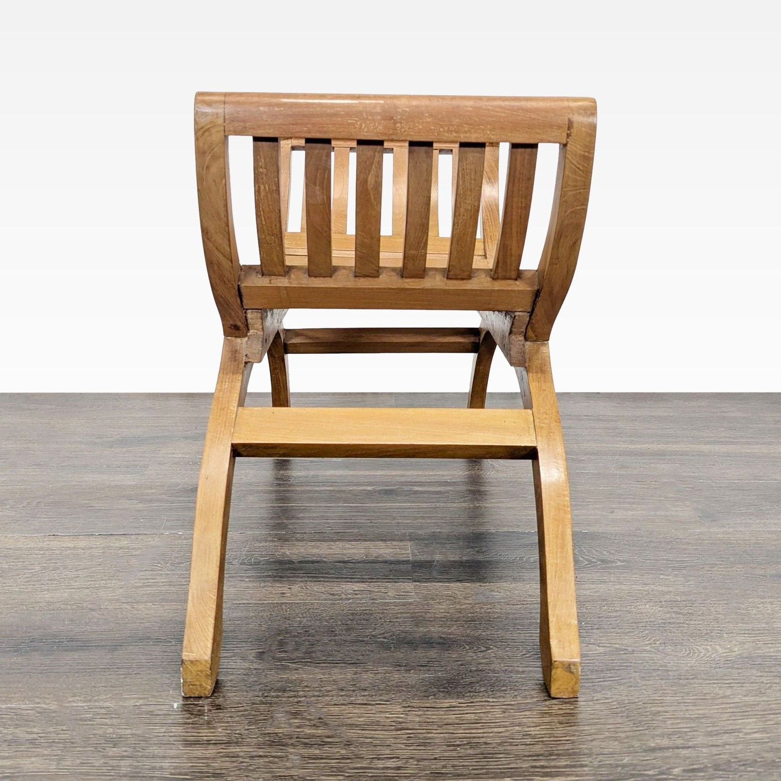Mid-Century Style Slatted Wood Bench