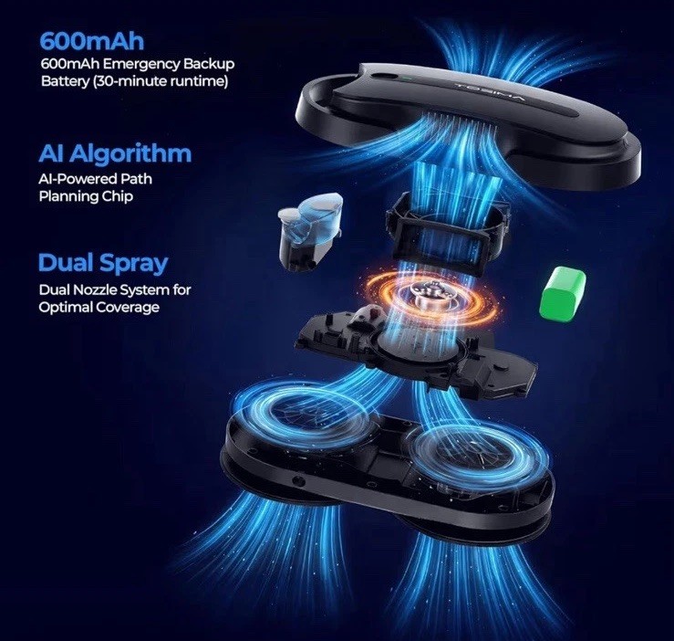 X1 Window Cleaning Robot 6400Pa Smart Variable Suction Dual Spray Remote