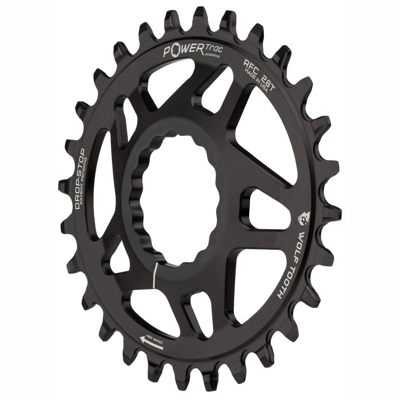 Wolf Tooth Direct Mount Elliptical/Oval Drop-Stop Chainring for RaceFace Cranks