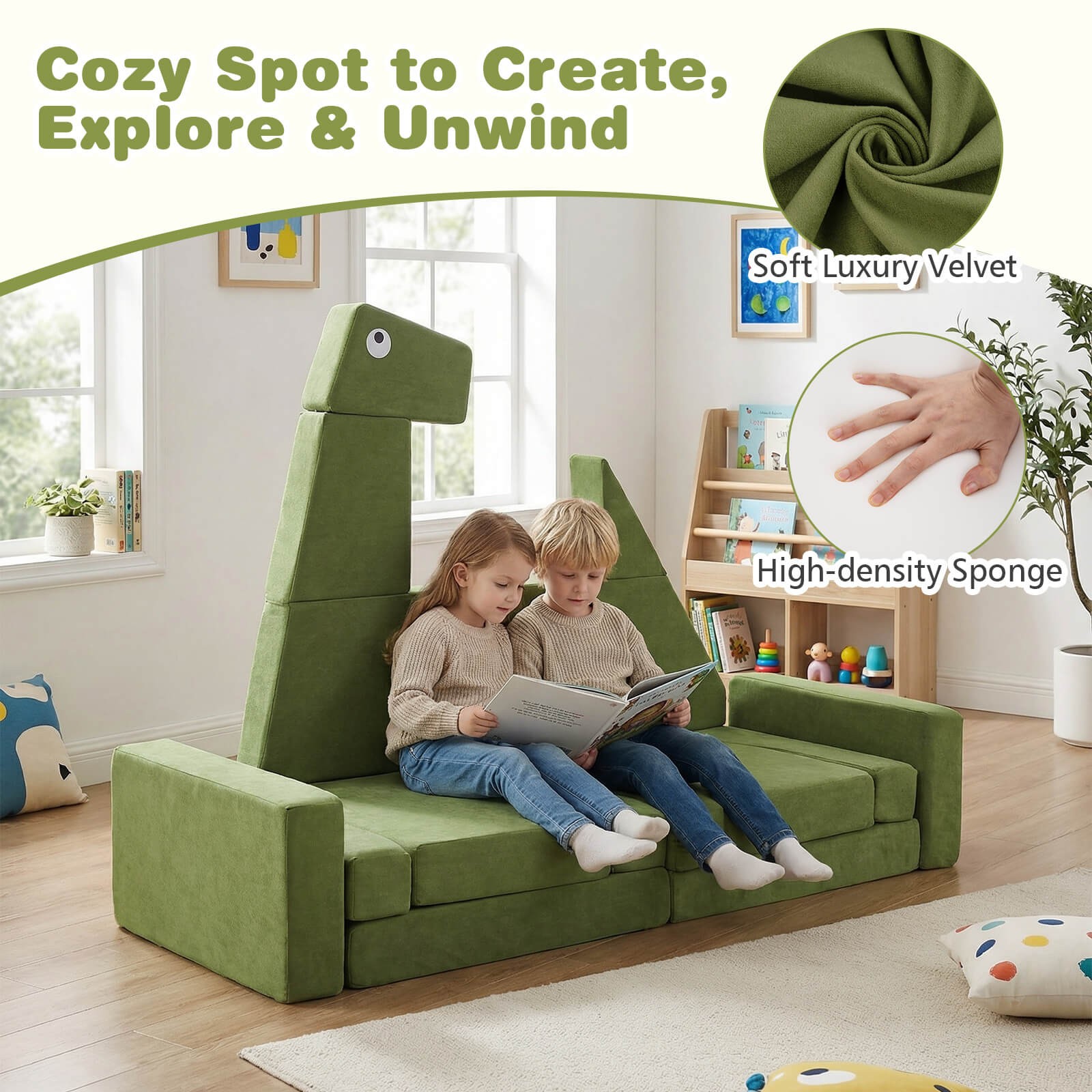 13 PCS Modular Kids Play Couch Multifunctional Convertible Kids Sofa Furniture