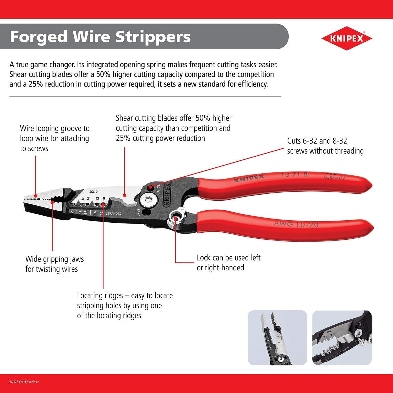 KNIPEX Tools 13 72 8 Forged Wire Stripper, 8-Inch