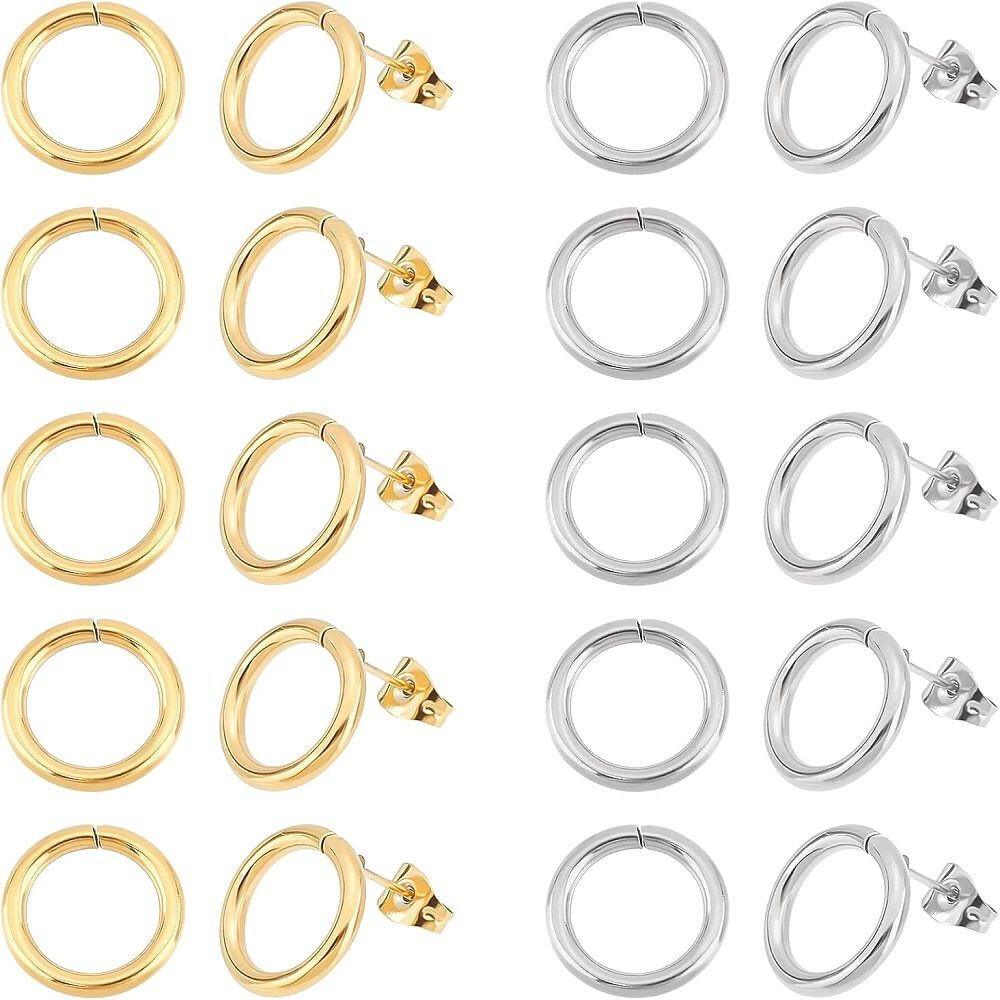 1box 20pcs 2colors Woman Stud Earrings Round Stud Earrings 0.6mm Pin