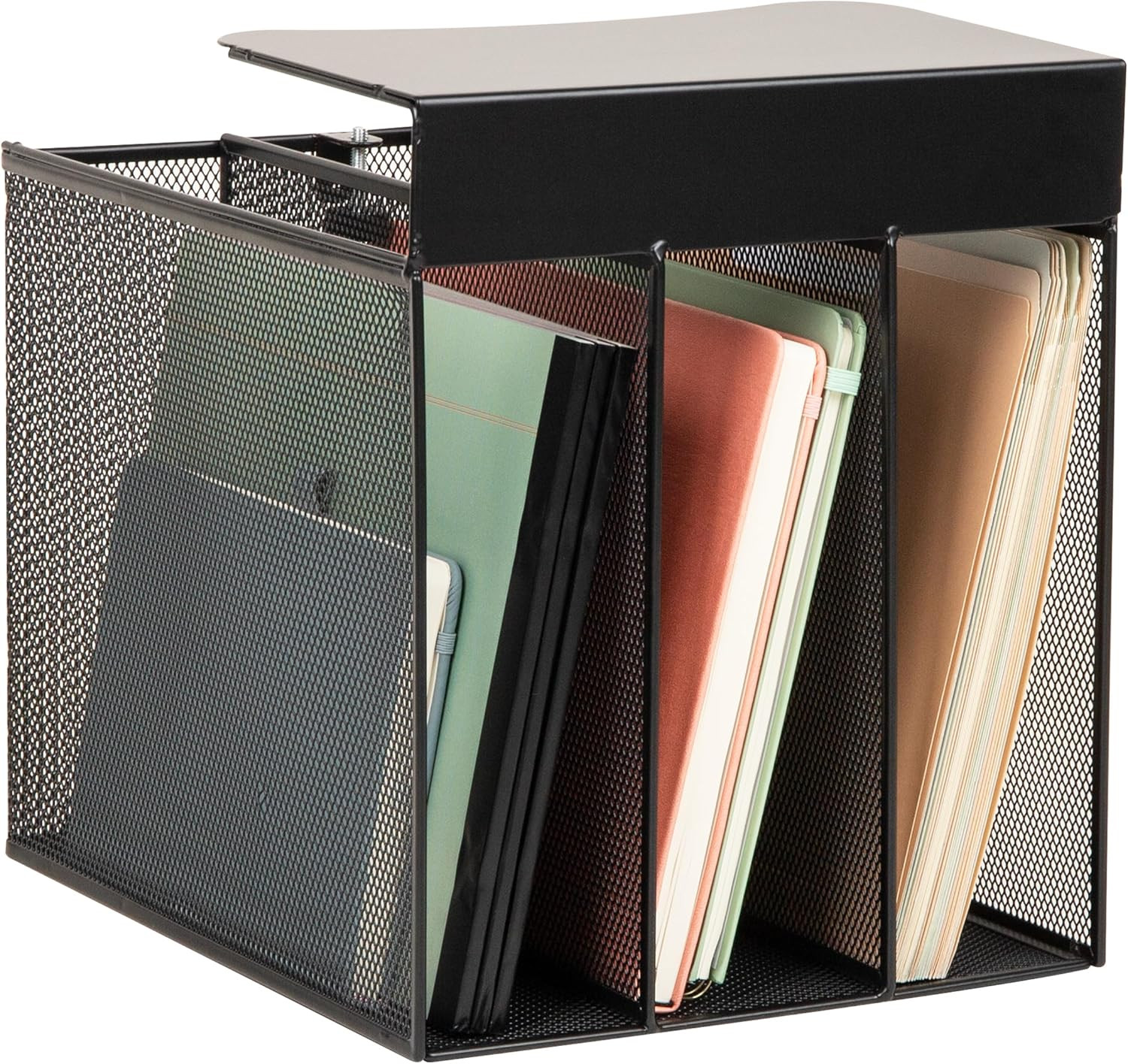 Slide-On under Desk File Organizer, No Tools Required, Hanging Storage for Lapto