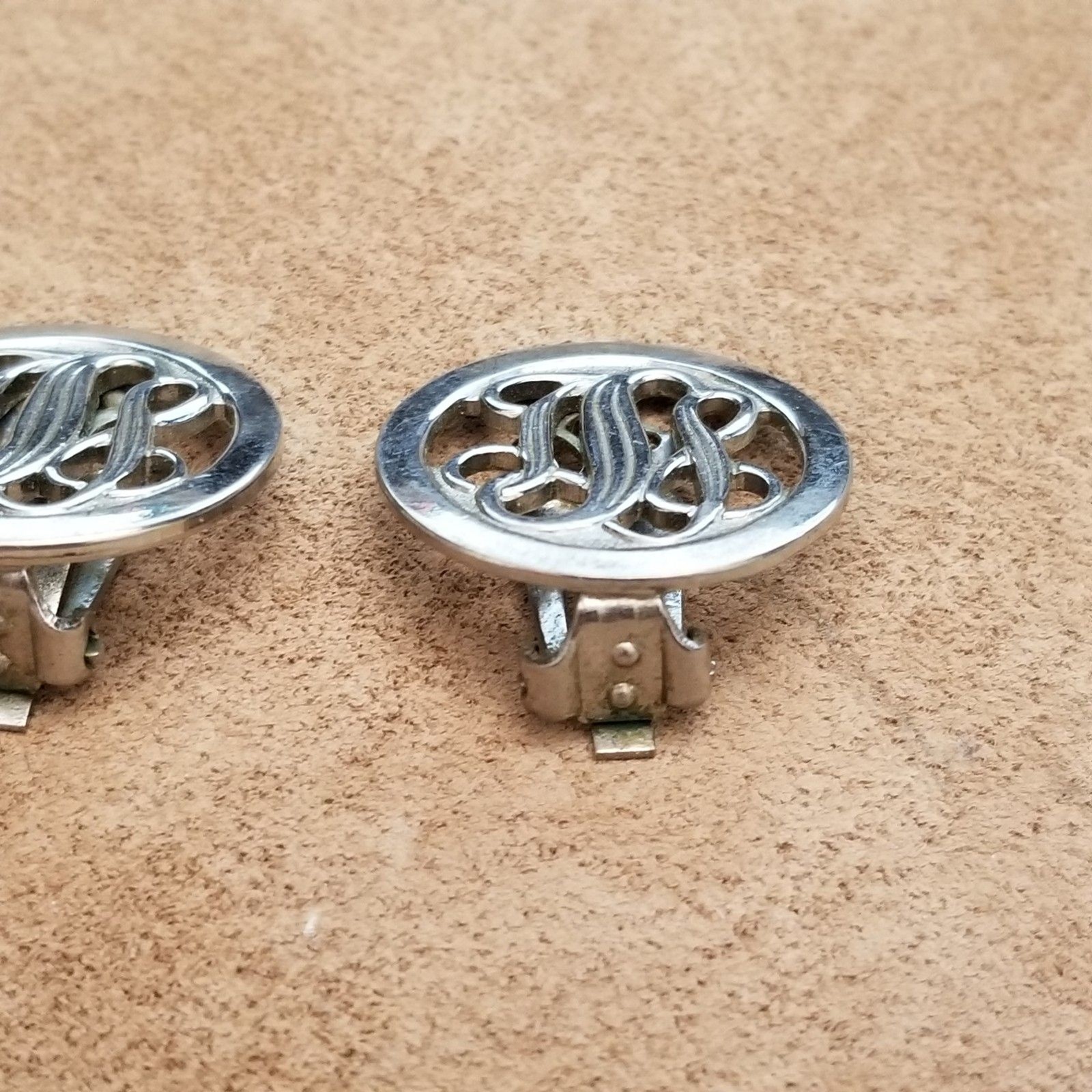 Vintage Monogram Clip On Earrings