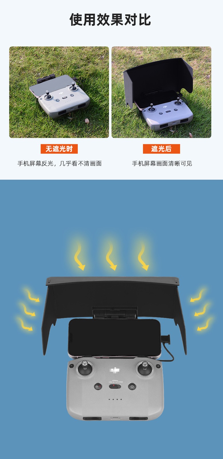 Light Blocking Plate For DJI MINI2/4PRO/4K Remote Control Sunshade Mavic 3/AIR3