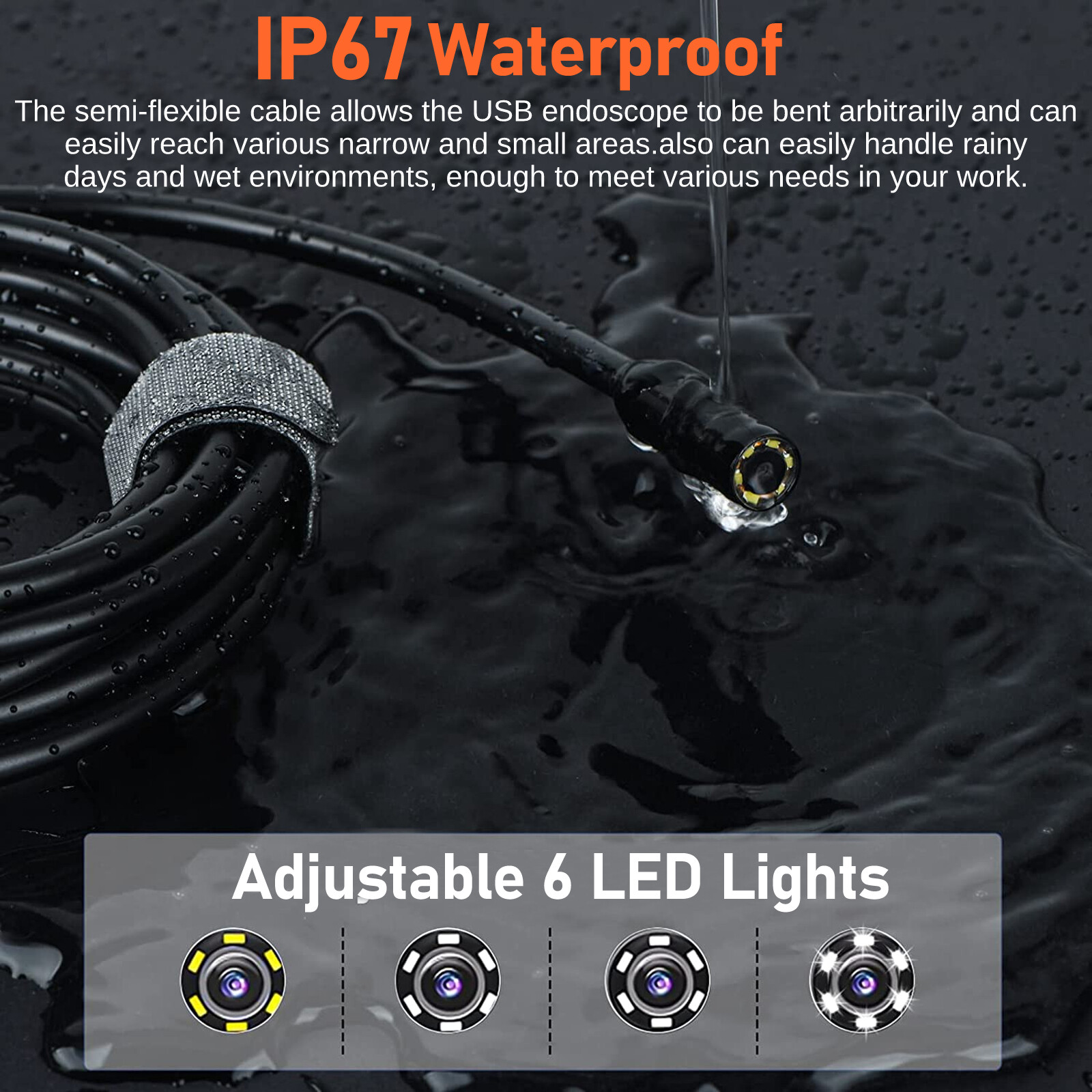 HD 1080P LED Handheld Industrial Endoscope Borescope 8mm Inspection Snake Camera