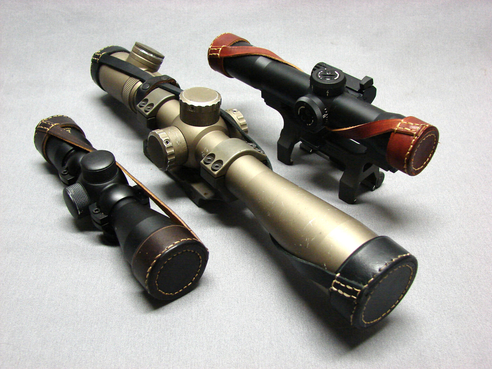 CUSTOM MADE RIFLE SCOPE LEATHER COVERS