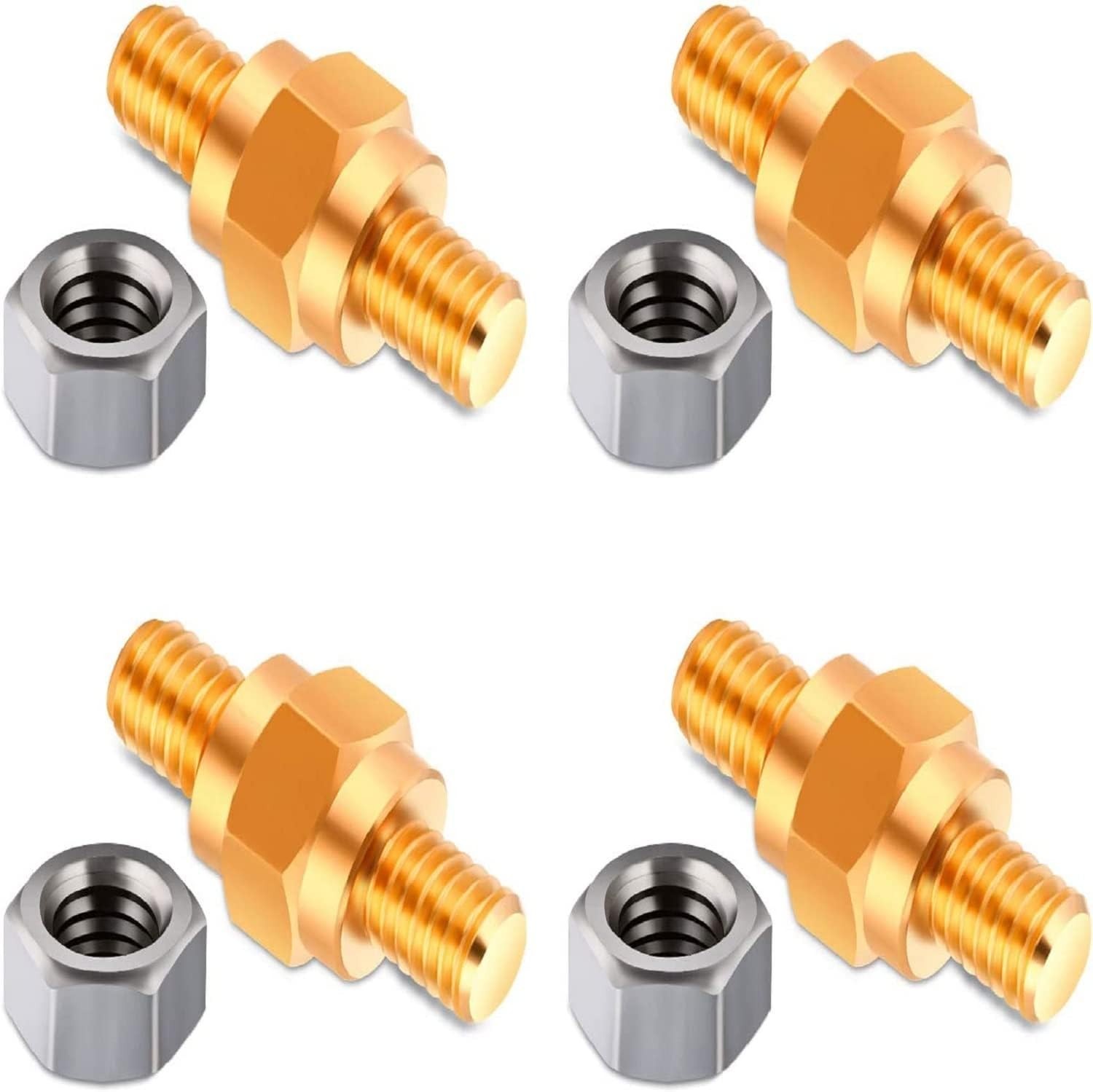8-Piece Brass Battery Terminal Adapter Kit with Stud Bolts & Nuts