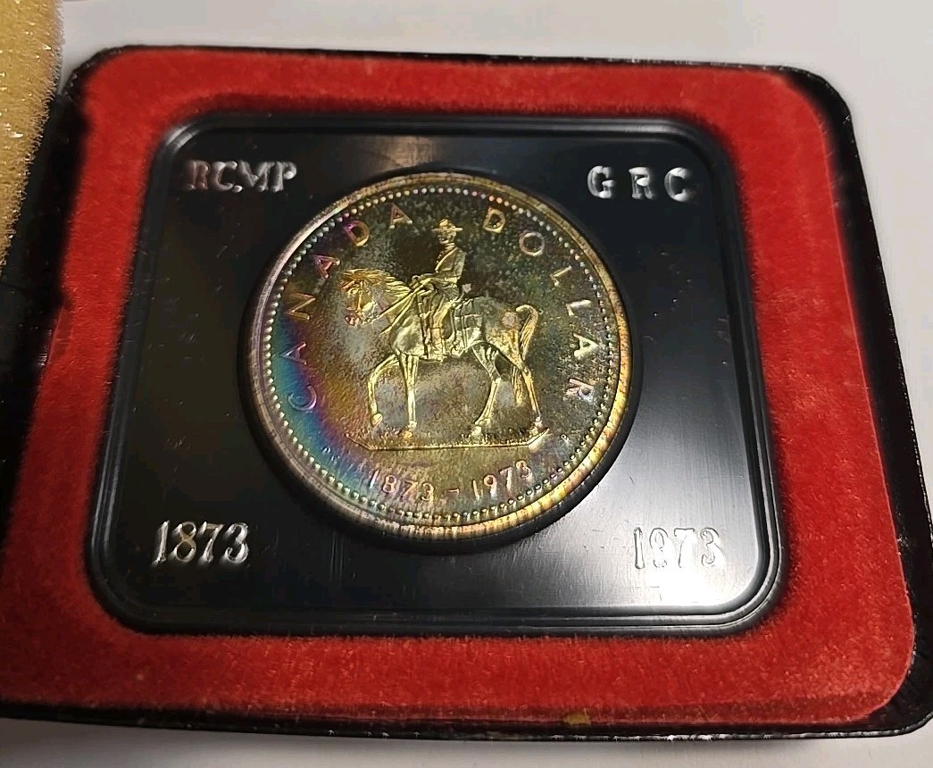 1873-1973 Canada Proof Dollar .500 Silver Mounted Police Centennial **Toned** #2