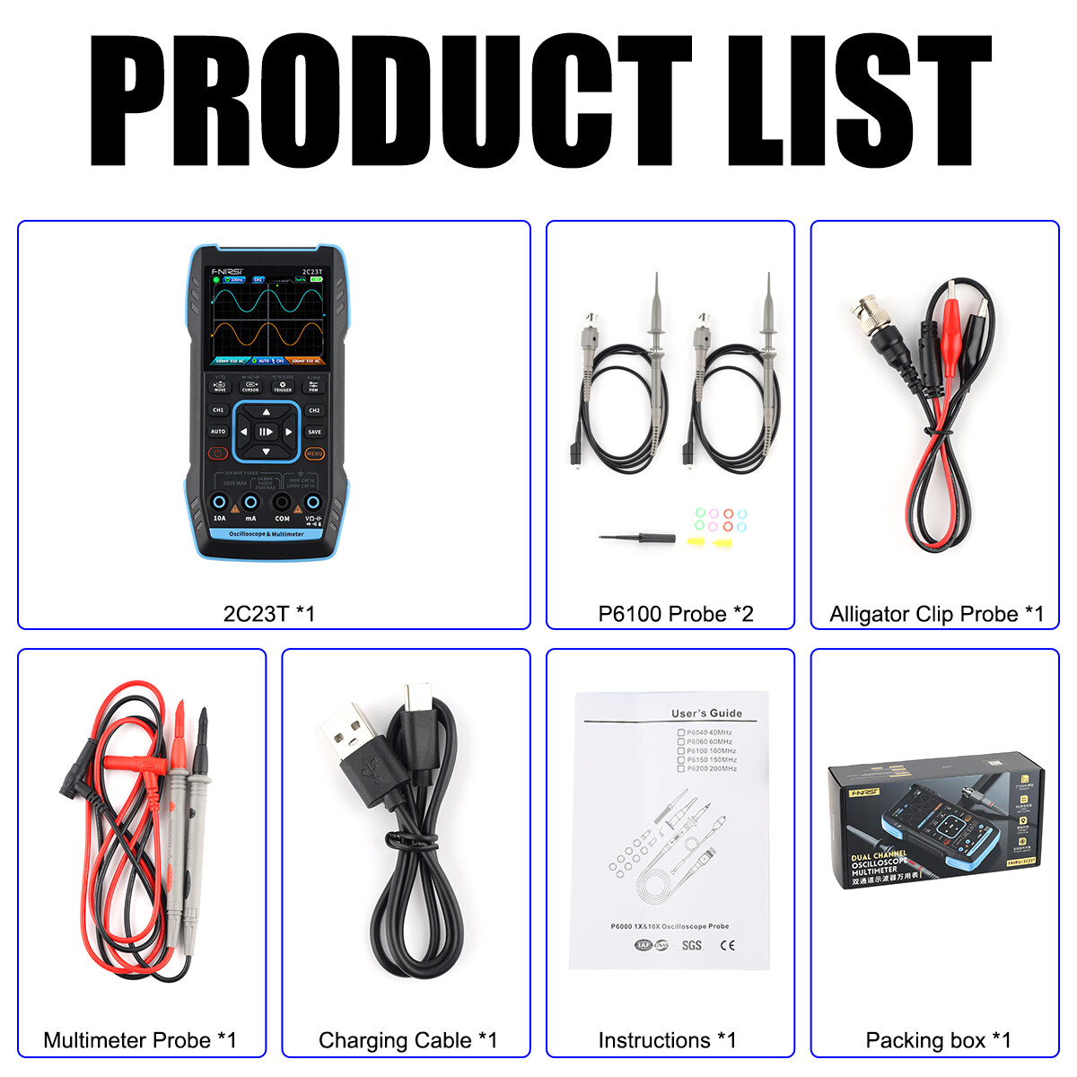 FNIRSI 2C23T *Handheld Function Signal Generator+Digital Oscilloscope Multimeter
