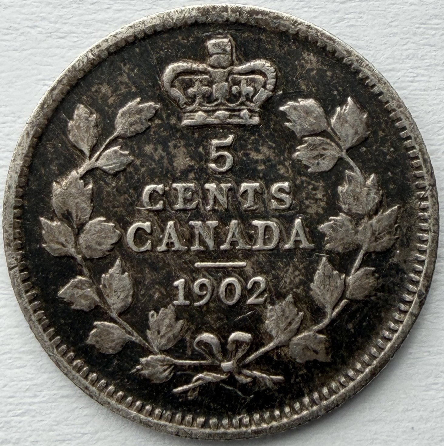 1902 Canadian Silver 5 Cent Coin Nice VG Details Dark King Edward