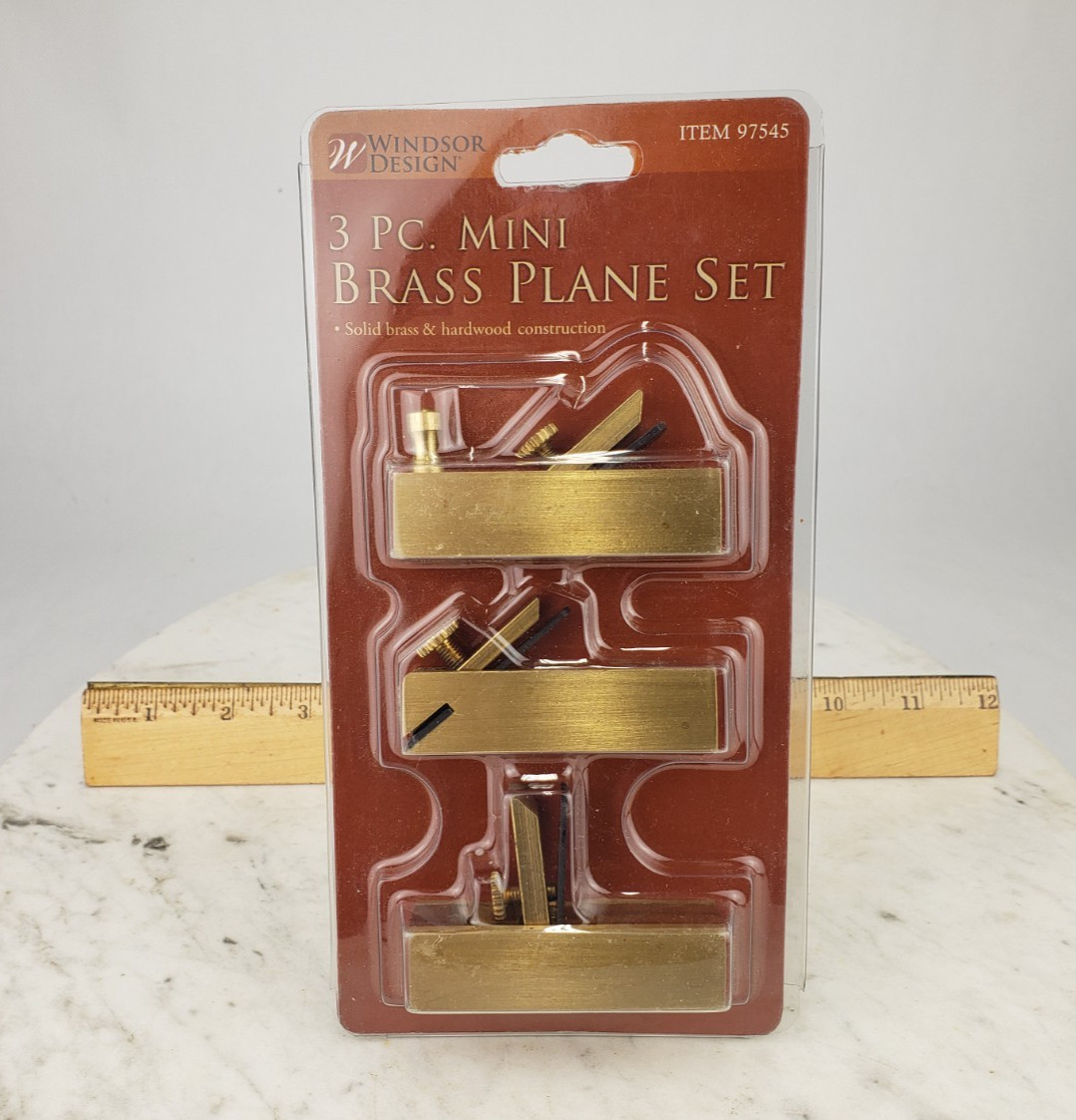 3pc Mini Brass Plane Set Solid Brass & Hardwood Construction #97545 Windsor