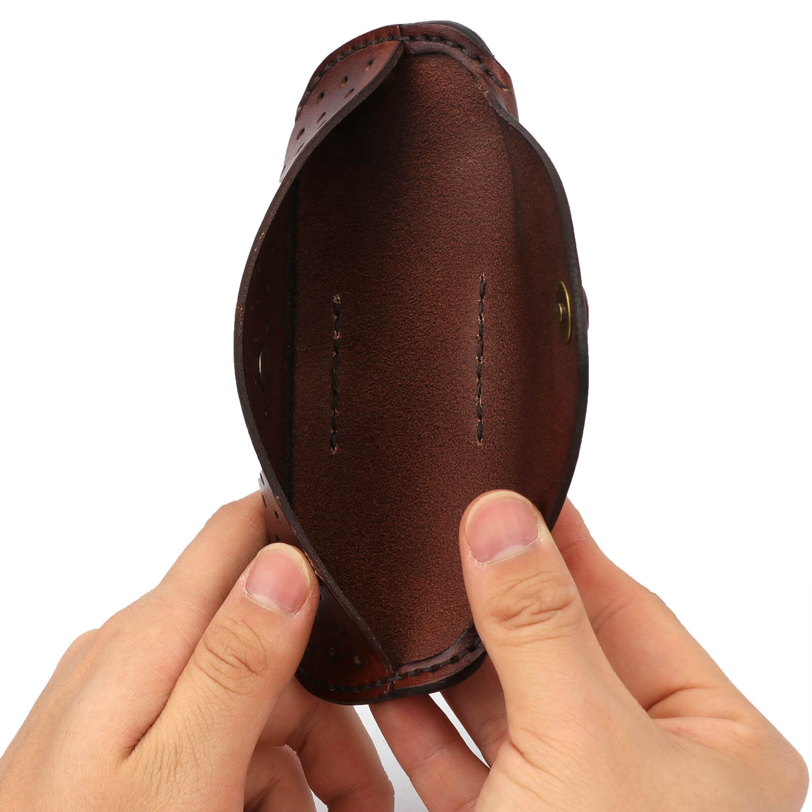 TOURBON Leather Eyeglasses Protector Case Glasses Carrier Belt Pouch Gift