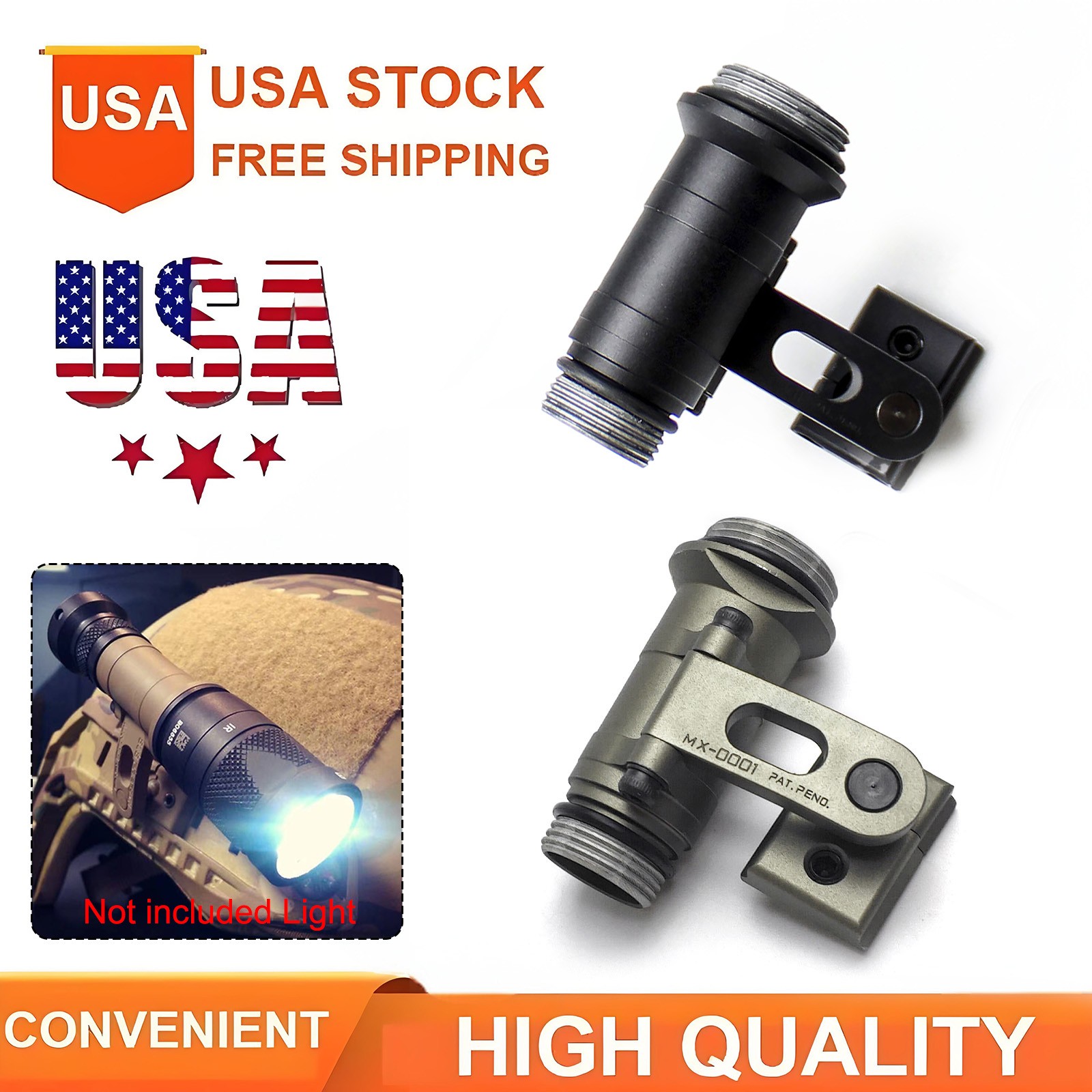 Tactical Weapon Rail SS M-AX Helmet Light Mount for M300 M600 LED IR Flashlight