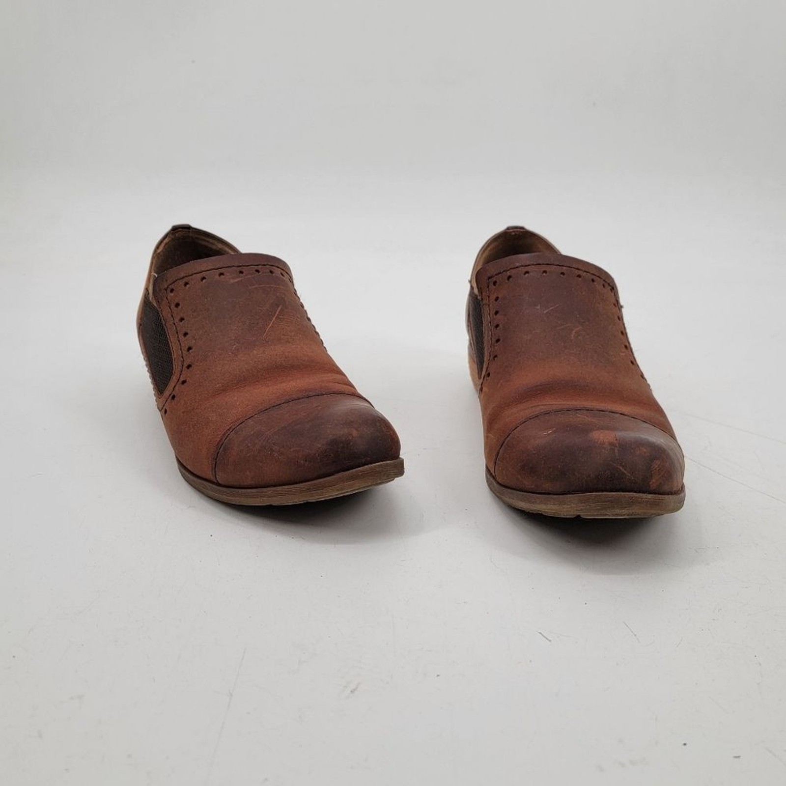 Kork Ease Brown Leather Loafers Size 9 Cap Toe Distressed Classic Minimalist