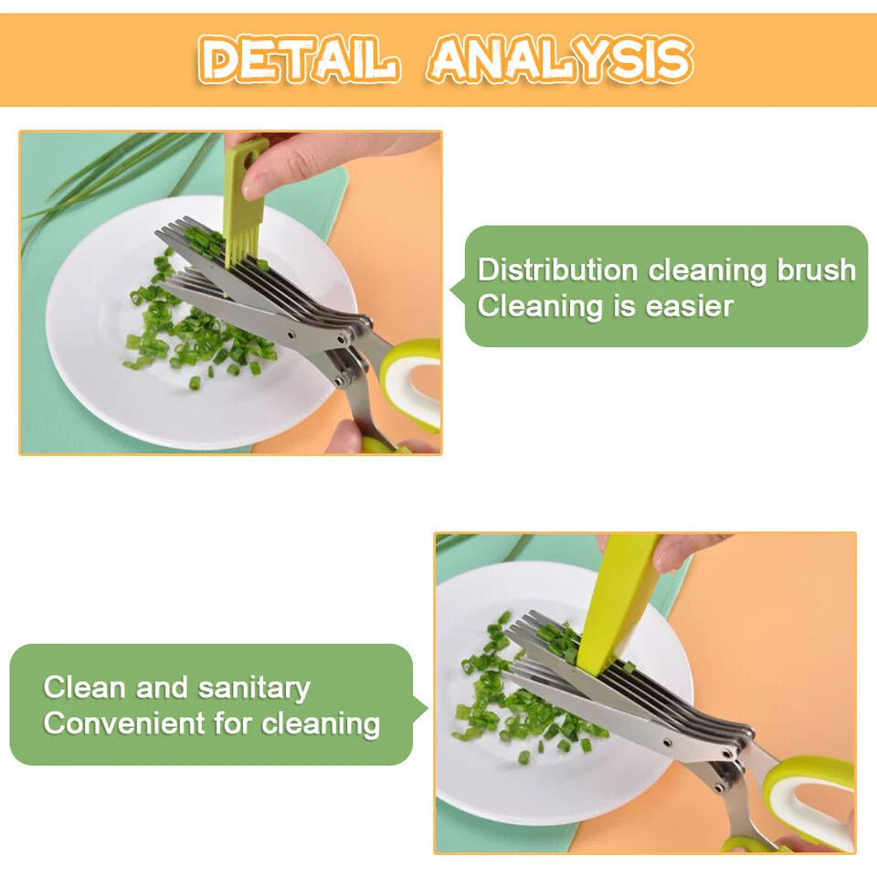 Herb Scissors Set with 5 Blades and Cover - Multipurpose Kitchen Chopping Shear