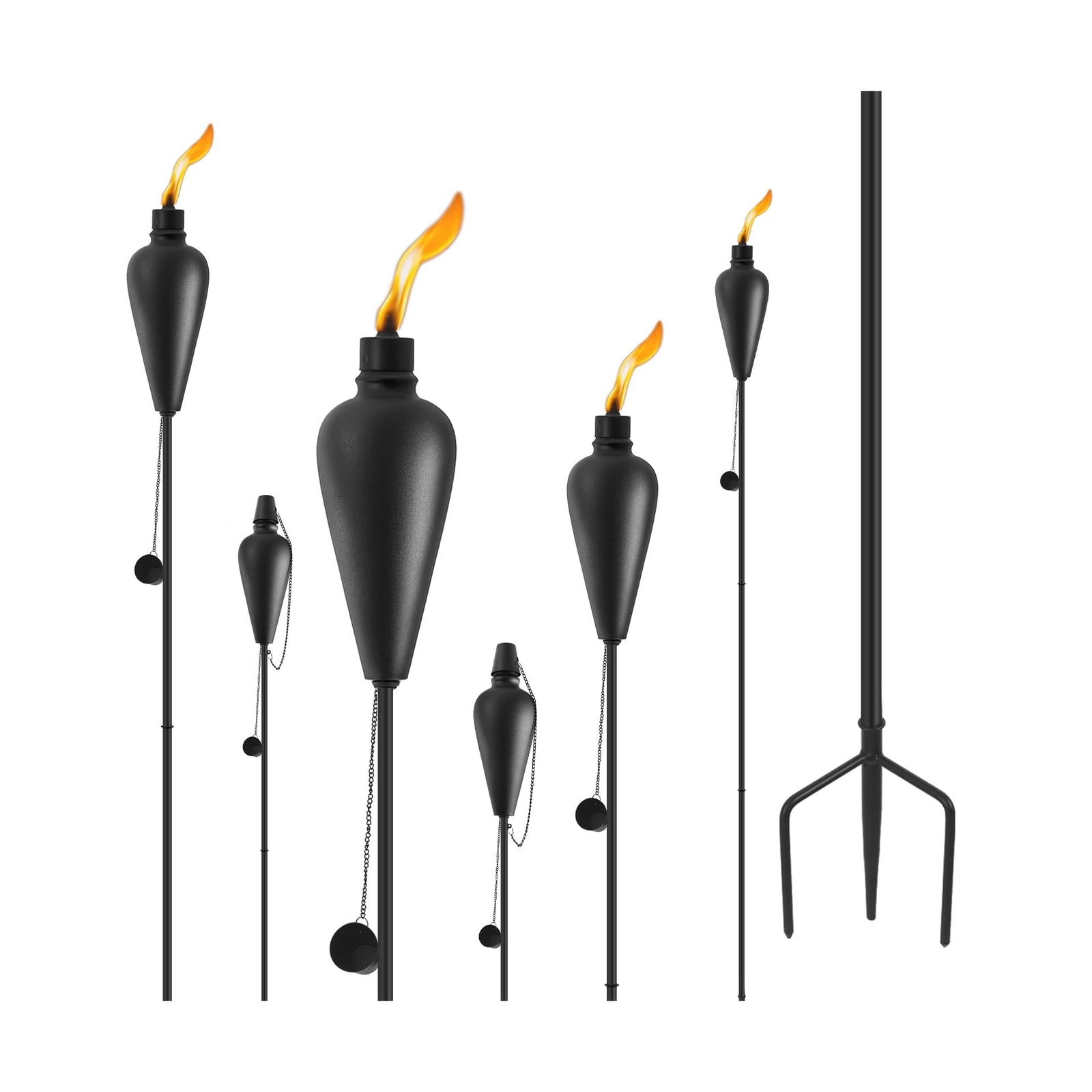 ZSZMFH Upgraded Home Garden Torch Set of 6, Outdoor Metal Torch Garden Déco