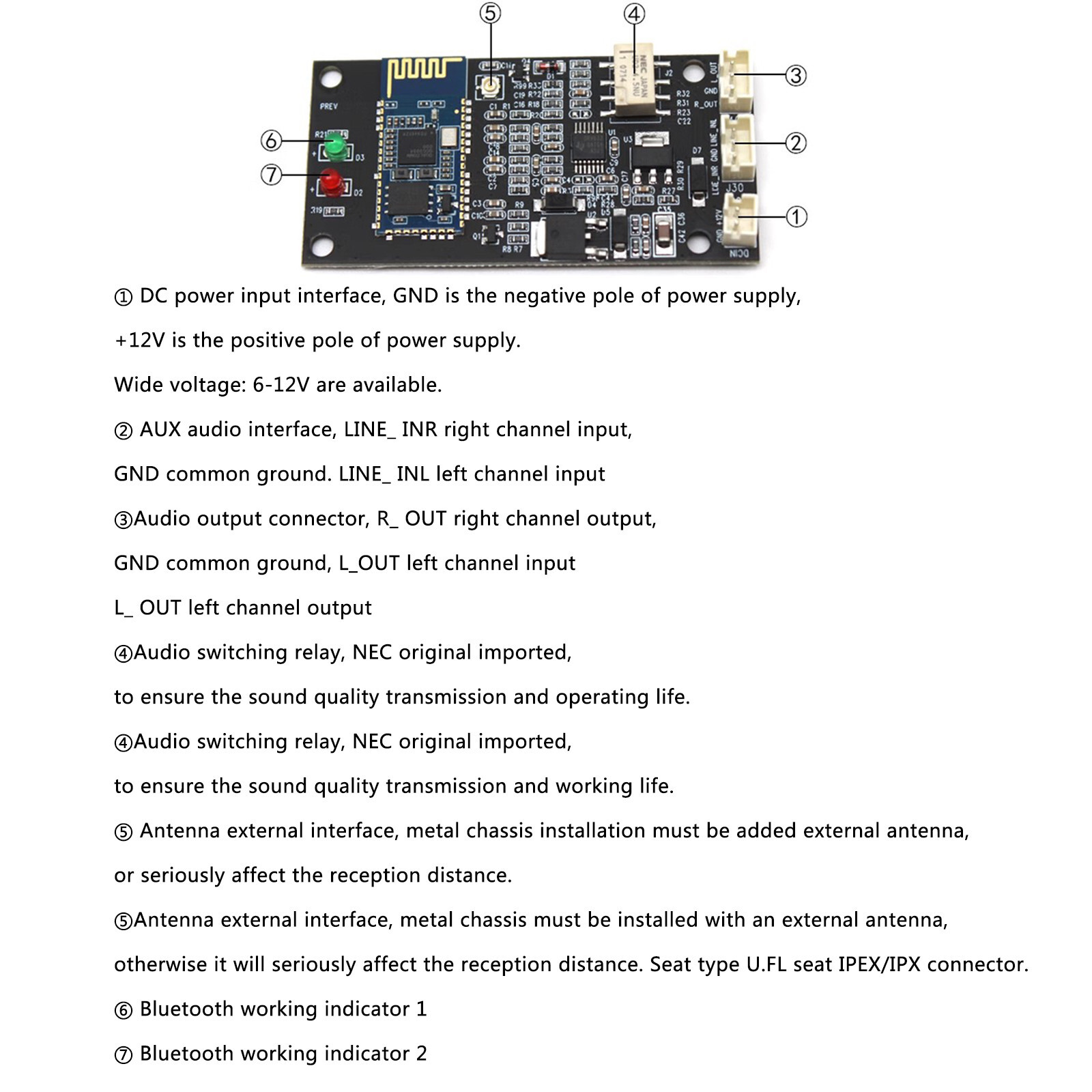 QCC3034 supports APTX-HD audio receiving board module Bluetooth 5.0
