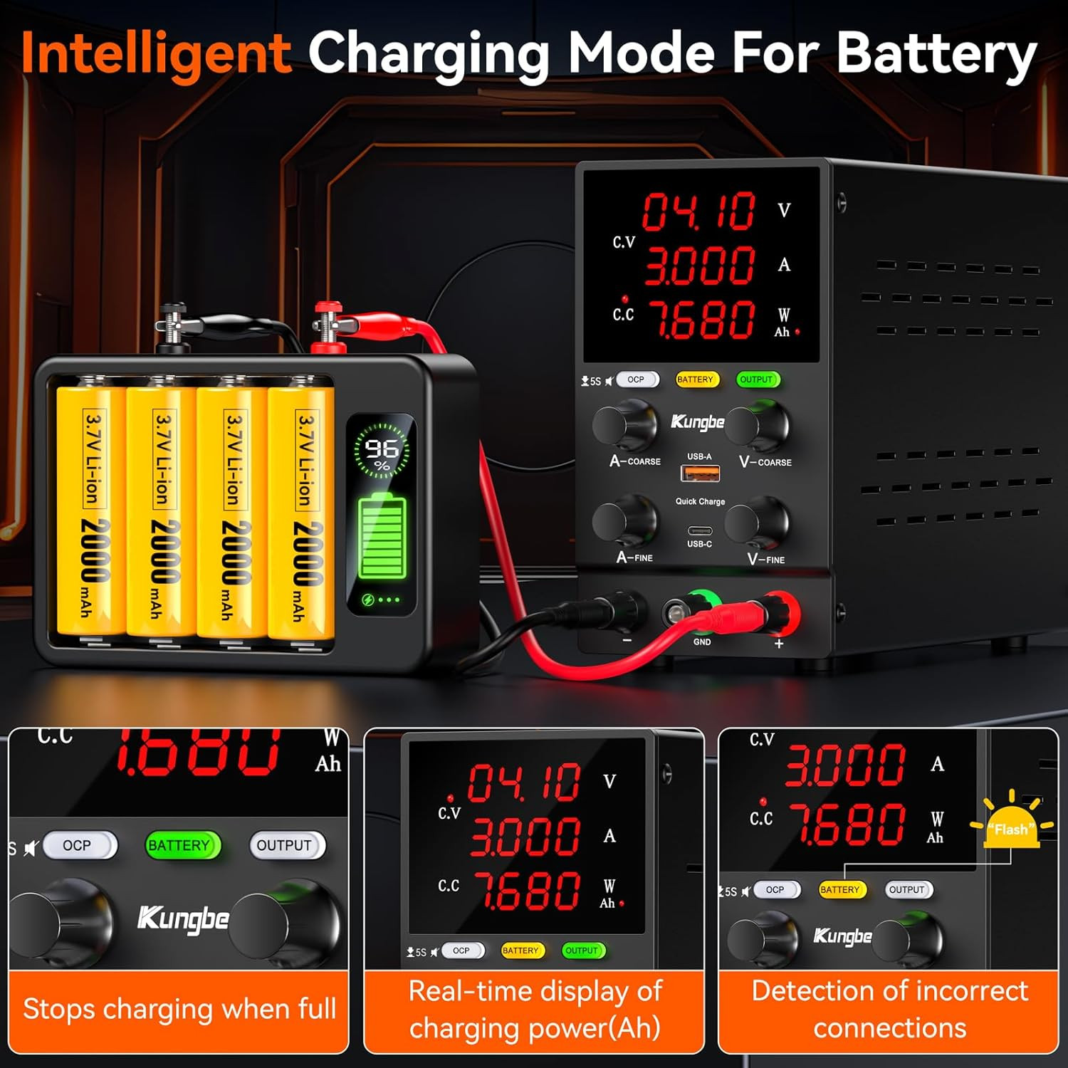 DC Power Supply Variable, 30V 10A Adjustable Switching Regulated DC Bench Power