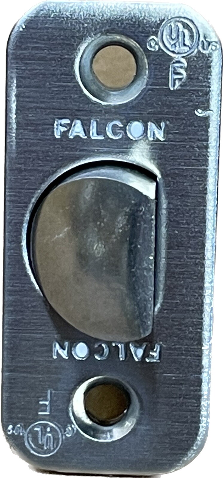 Falcon 2-1/8" Rounded Square 1" Face Spring Latch W-Series Satin Chrome + Strike