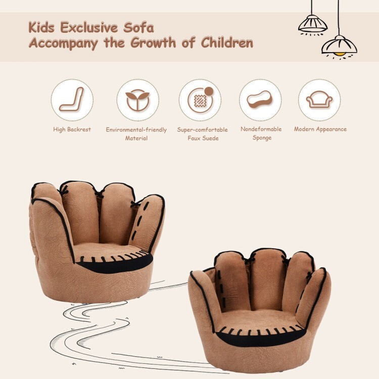 Household Five Fingers Baseball Glove Shaped Kids Leisure Upholstered Sofa Chair