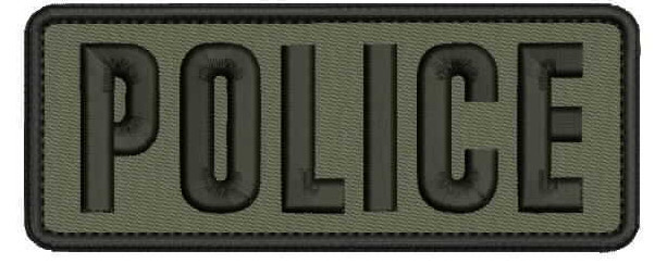 POLICE embroidery patches 2x5 hook on back black letters grey