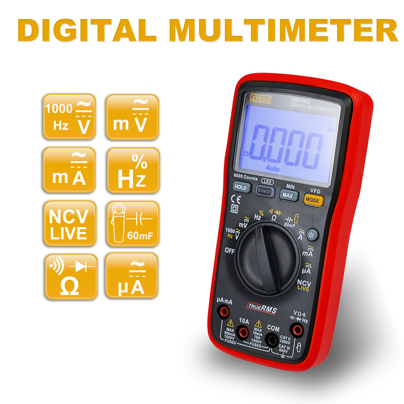 ZIBOO 15B PRO 17B PRO True RMS Digital Multimeter ✦Kd