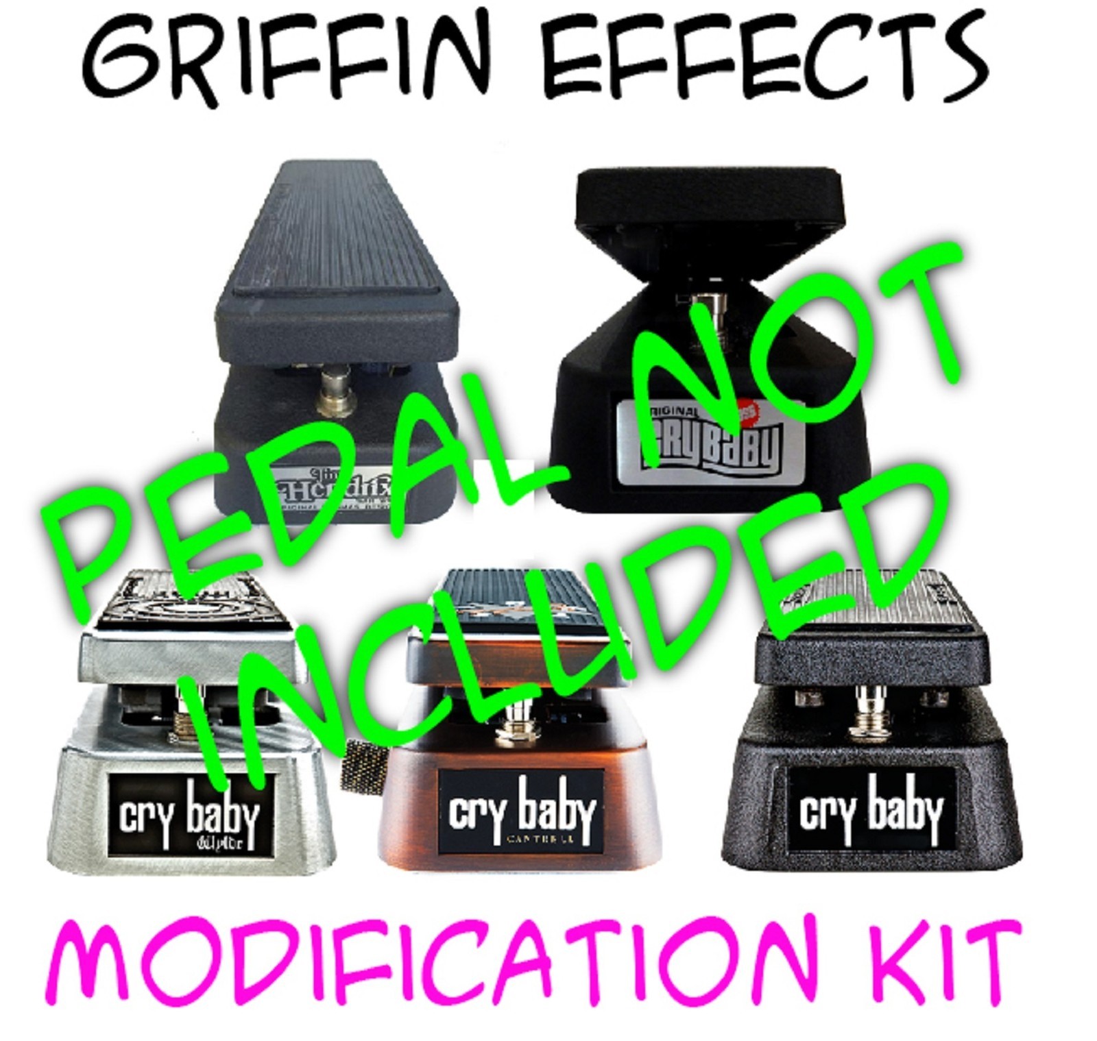 Dunlop Crybaby Wah True Bypass w/ LED Modification Kit - Griffin Effects & Bonus
