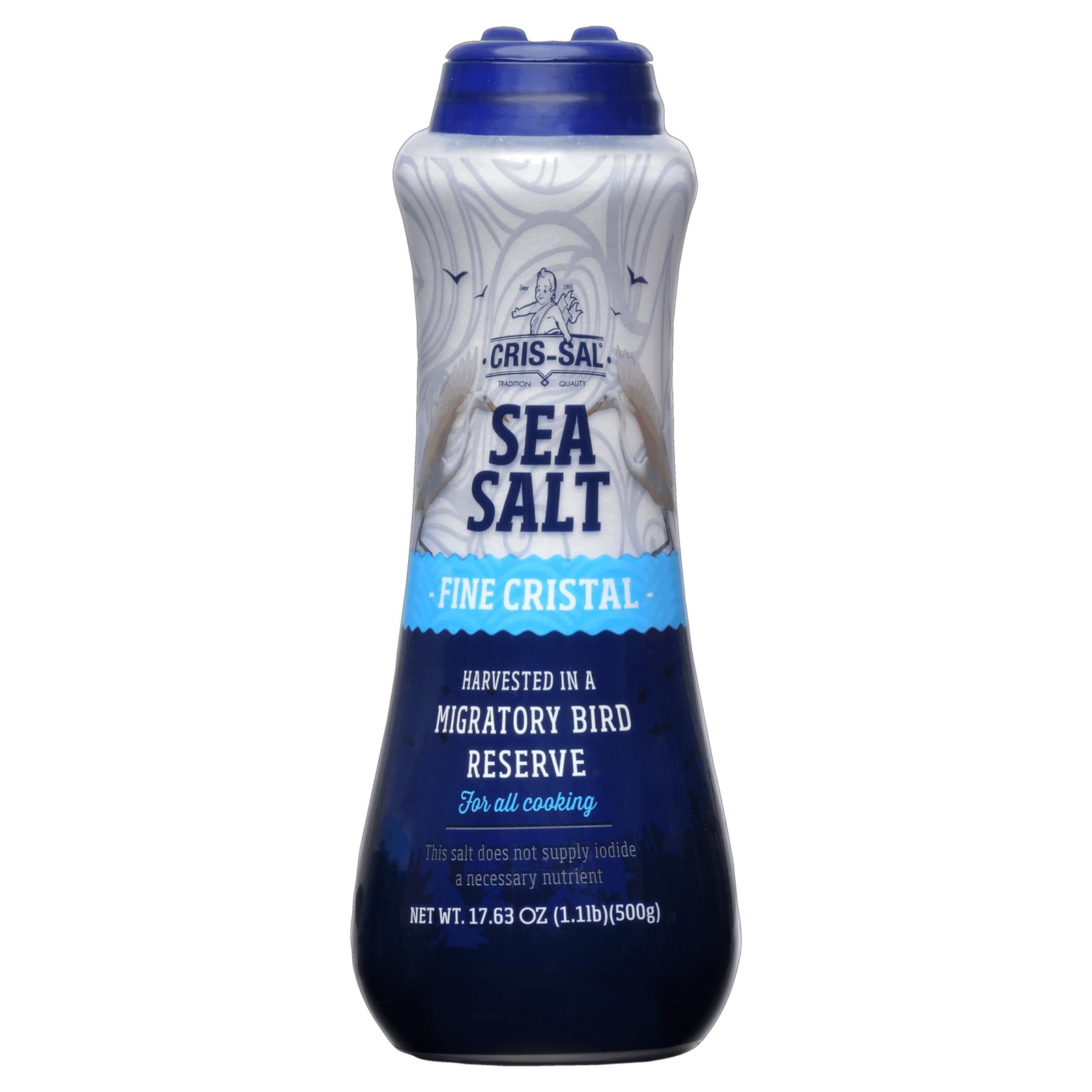 Cris Sal Gourmet Fine Cristal Sea 17.63 Ounce (Pack of 1), Clear White, Blue