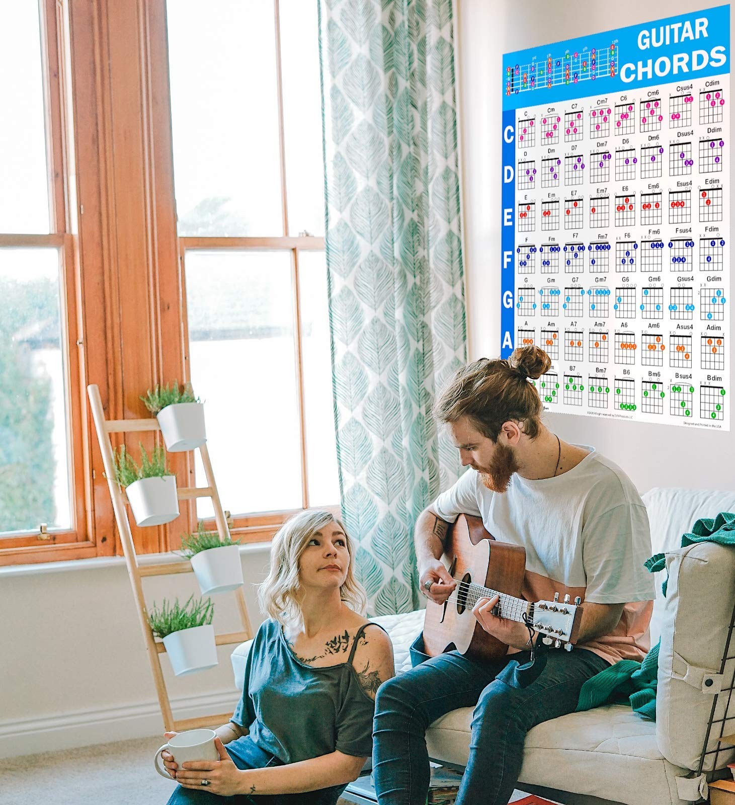 QMG Guitar Chord Poster (24"x30"), Educational Reference Guide for Beginners,...