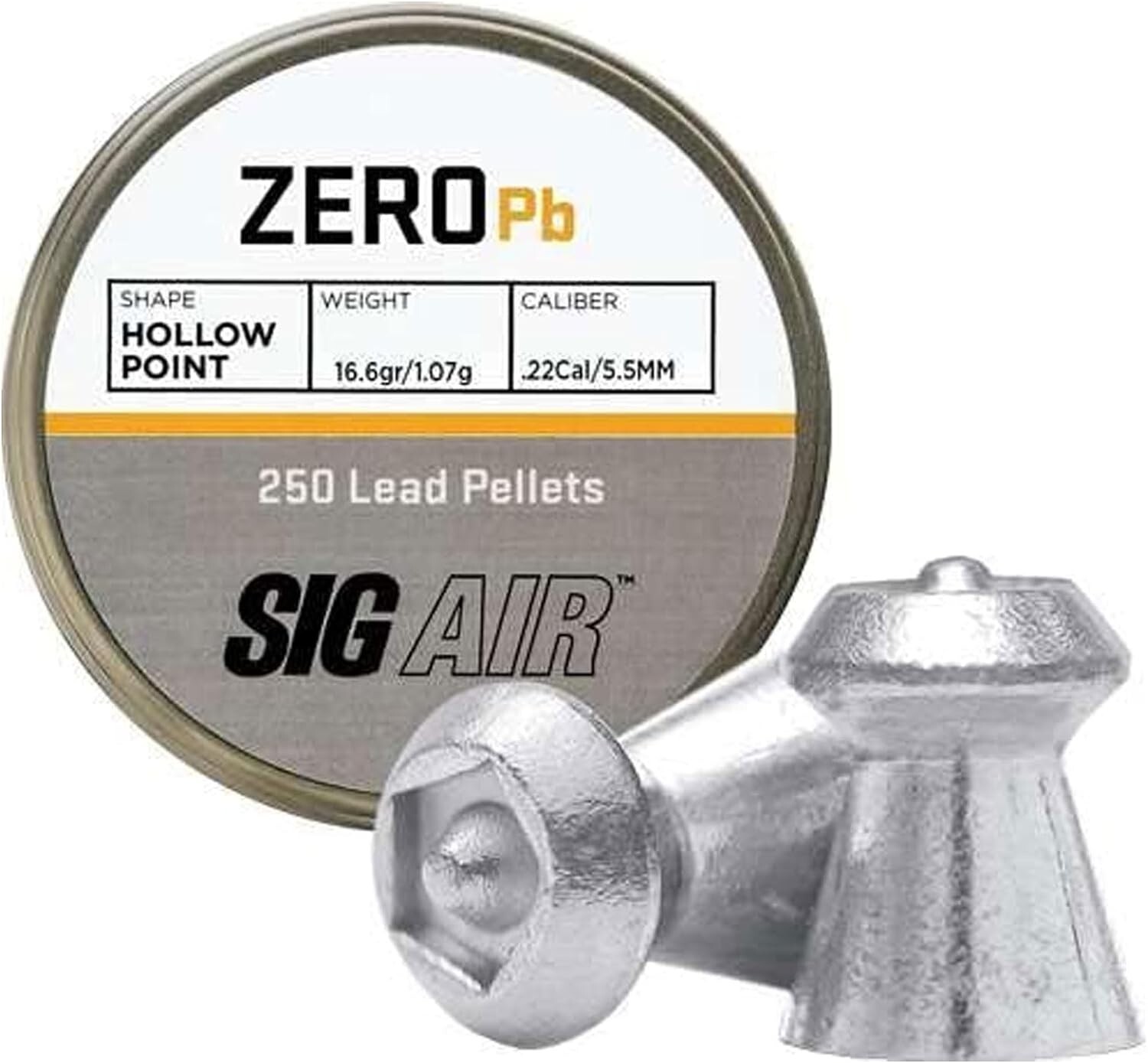SIG Sauer Zero Pellets, .22 Cal, 16.6 Grains, Hollowpoint, 250 ct