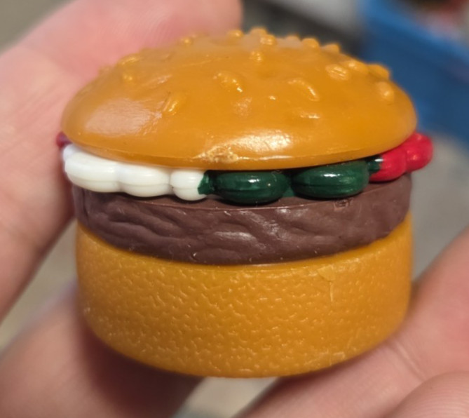 1980s Hamburger Pencil Sharpener Big Mac-Like Design 1.75” diameter