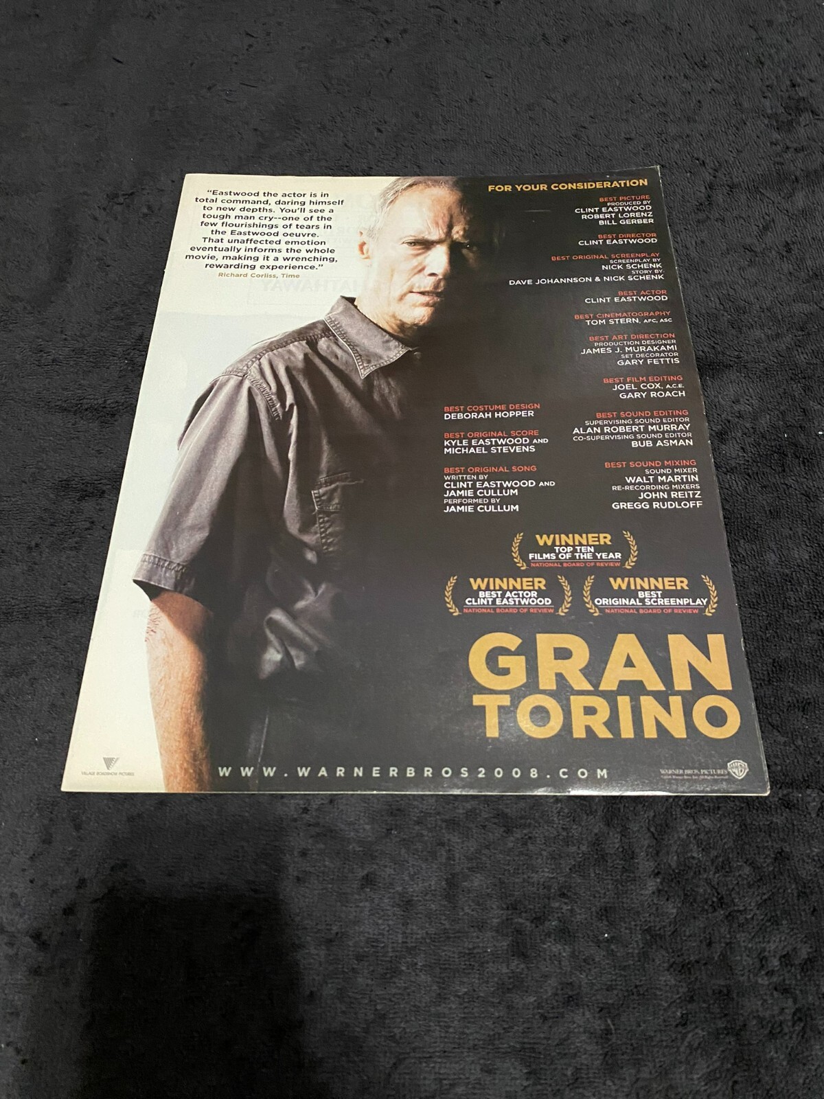 GRAN TORINO Oscar ad with Clint Eastwood & RACHEL GETTING MARRIED Anne Hathaway