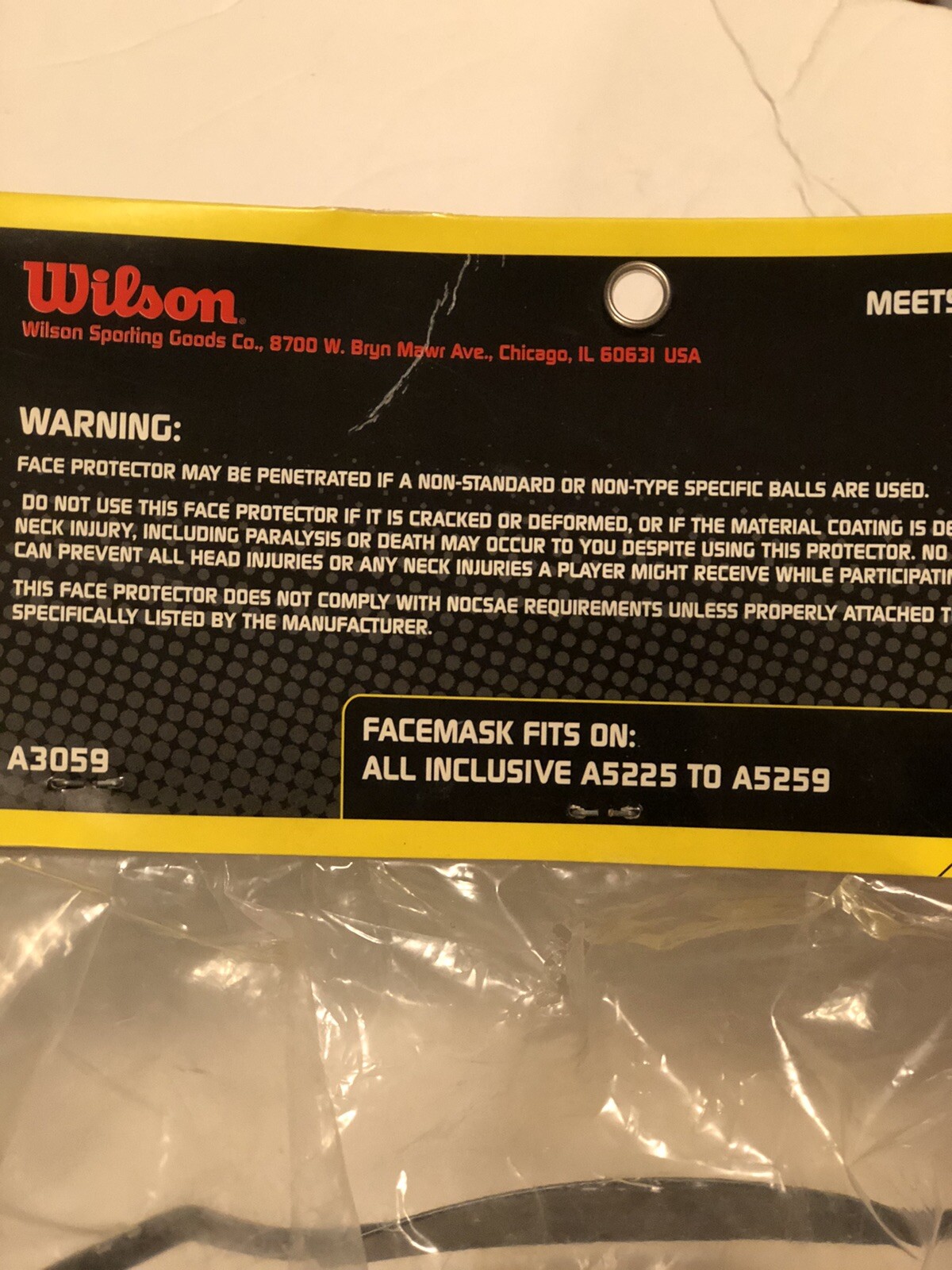 Wilson Full Face Batting Helmet Facemask Replacement - A3059 @