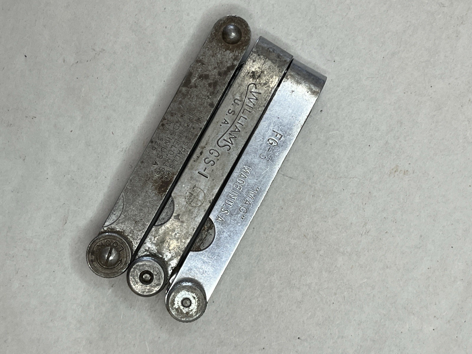 lot of 3 Vintage Feeler Gauge Williams GS-1 Master Millers falls 326 MAC FG1 SL