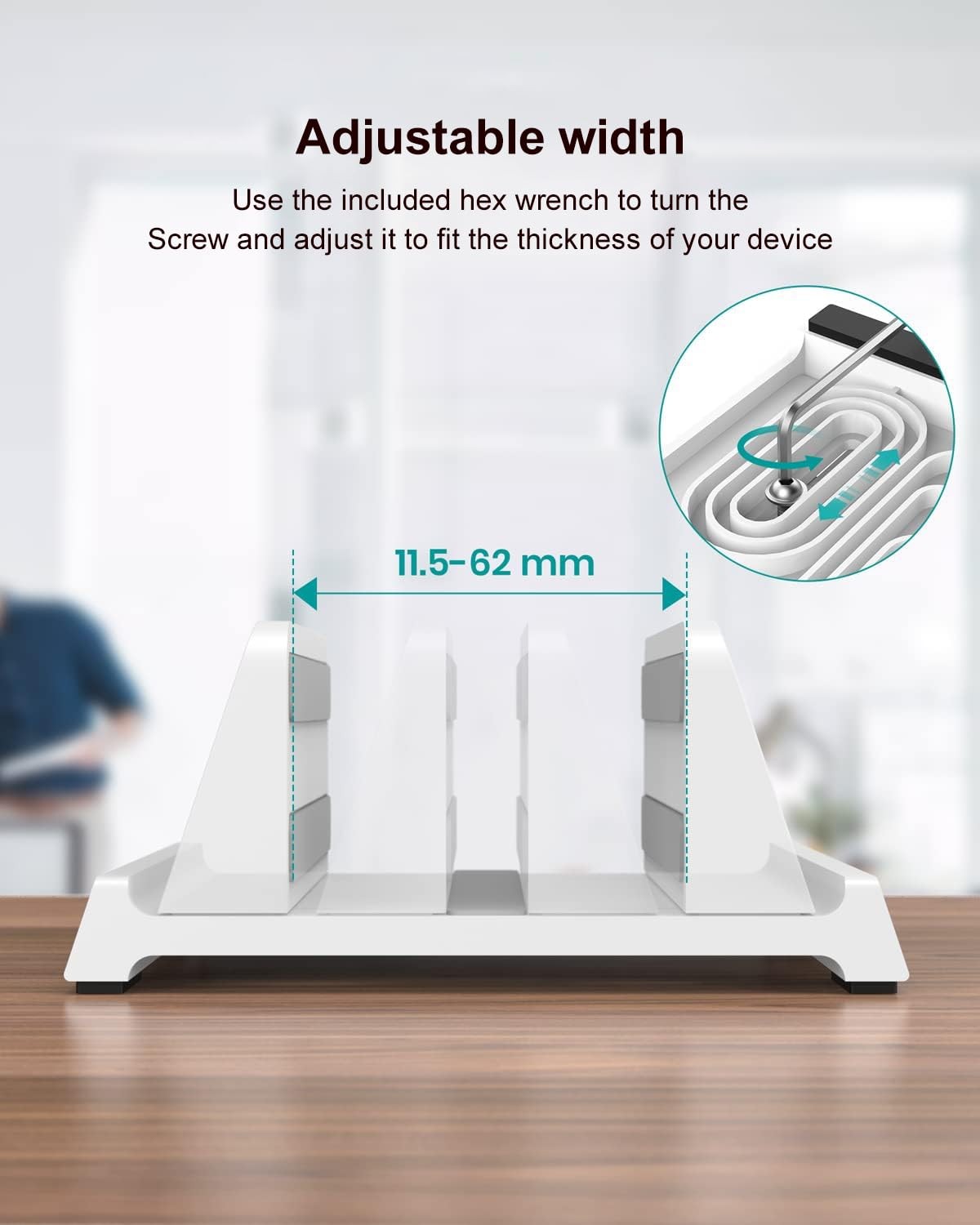 White Vertical Adjustable Laptop Stand For Desk 11 To 17.3 Inch Computer