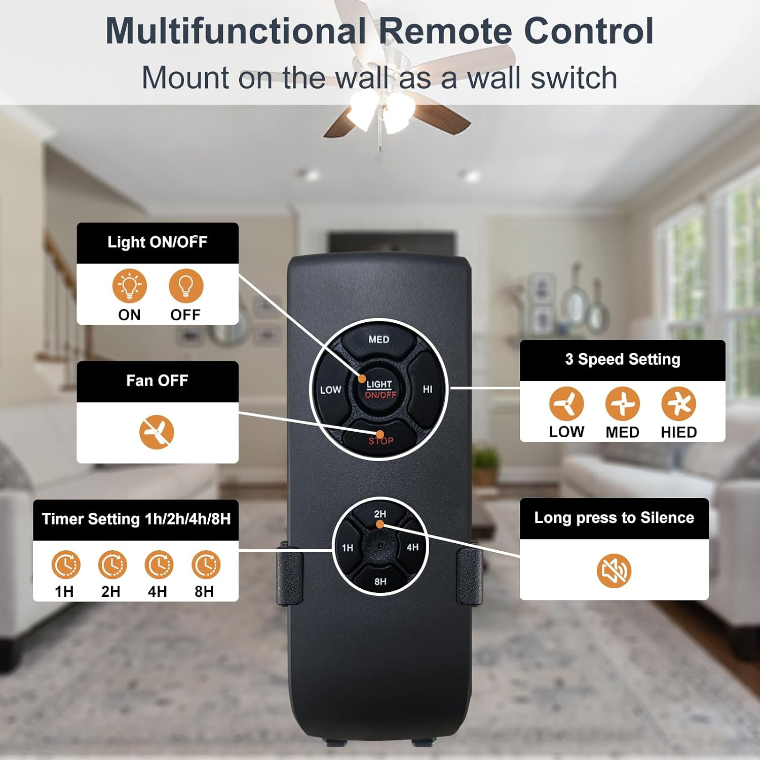 Ceiling Fan Remote Control Kit, Small Size Receiver Ceiling Fan Remote Control C