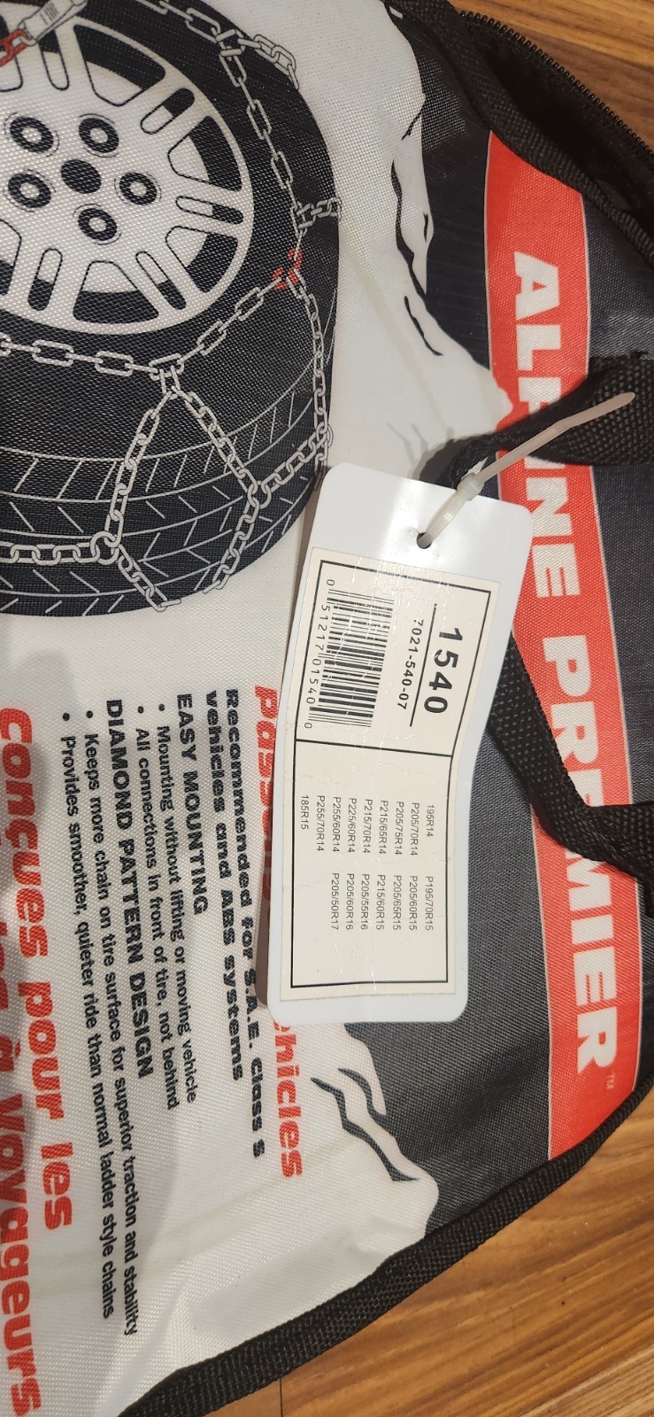 Alpine Premier 1540 Diamond Pattern Snow Tire Chains Pair – New Open Box