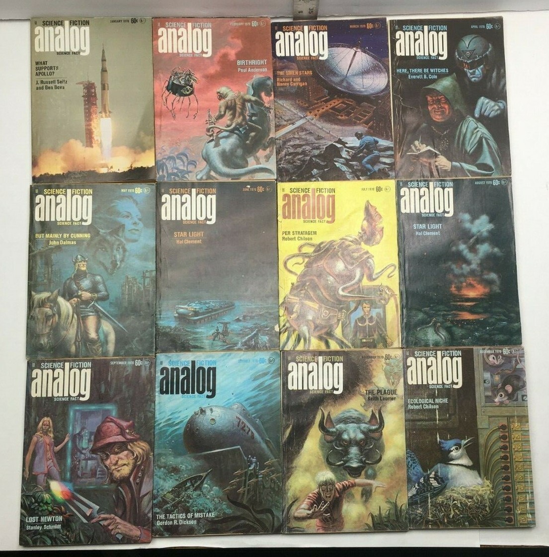 Vintage Set Of 12 1970 Analog Science Fiction Science Fact Digests Magazines