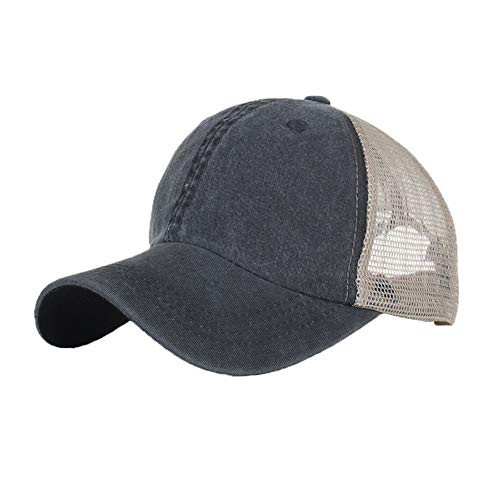 Mesh Baseball Cap Summer Breathable Trucker Mesh Hat Golf One Size Zm02-black