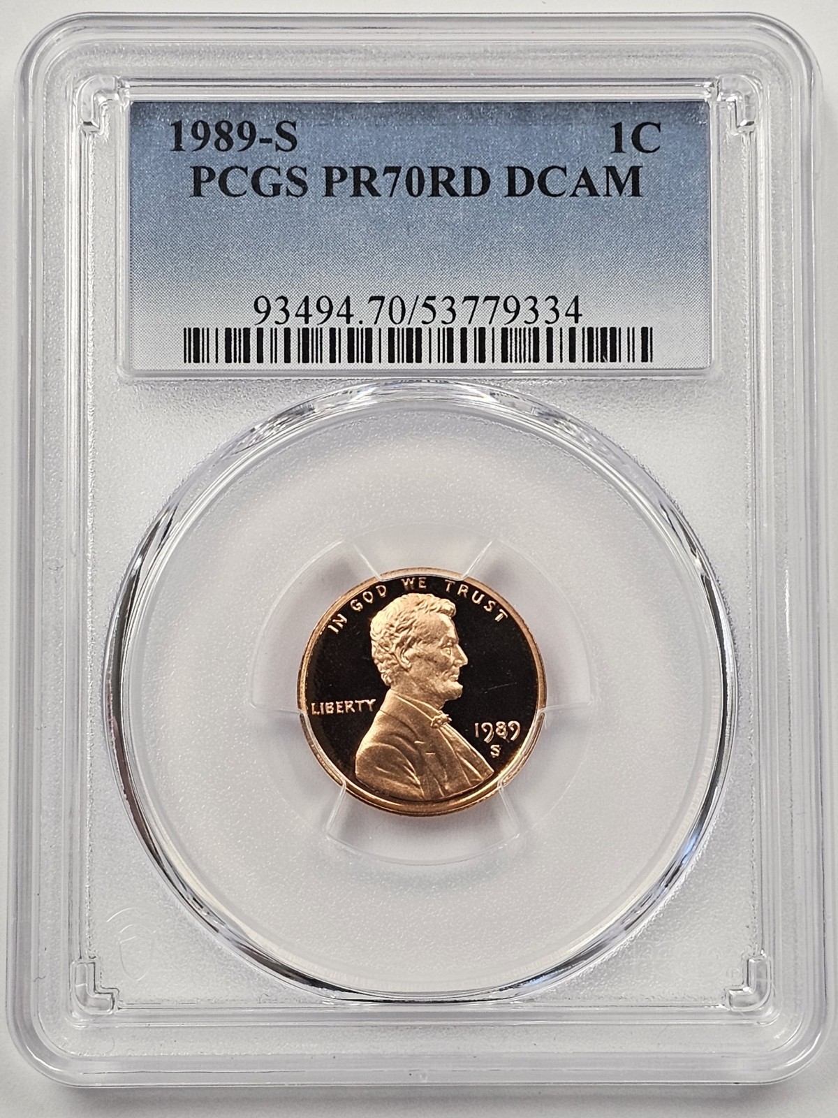1989-S Lincoln Memorial Cent PR70 RD DCAM PCGS